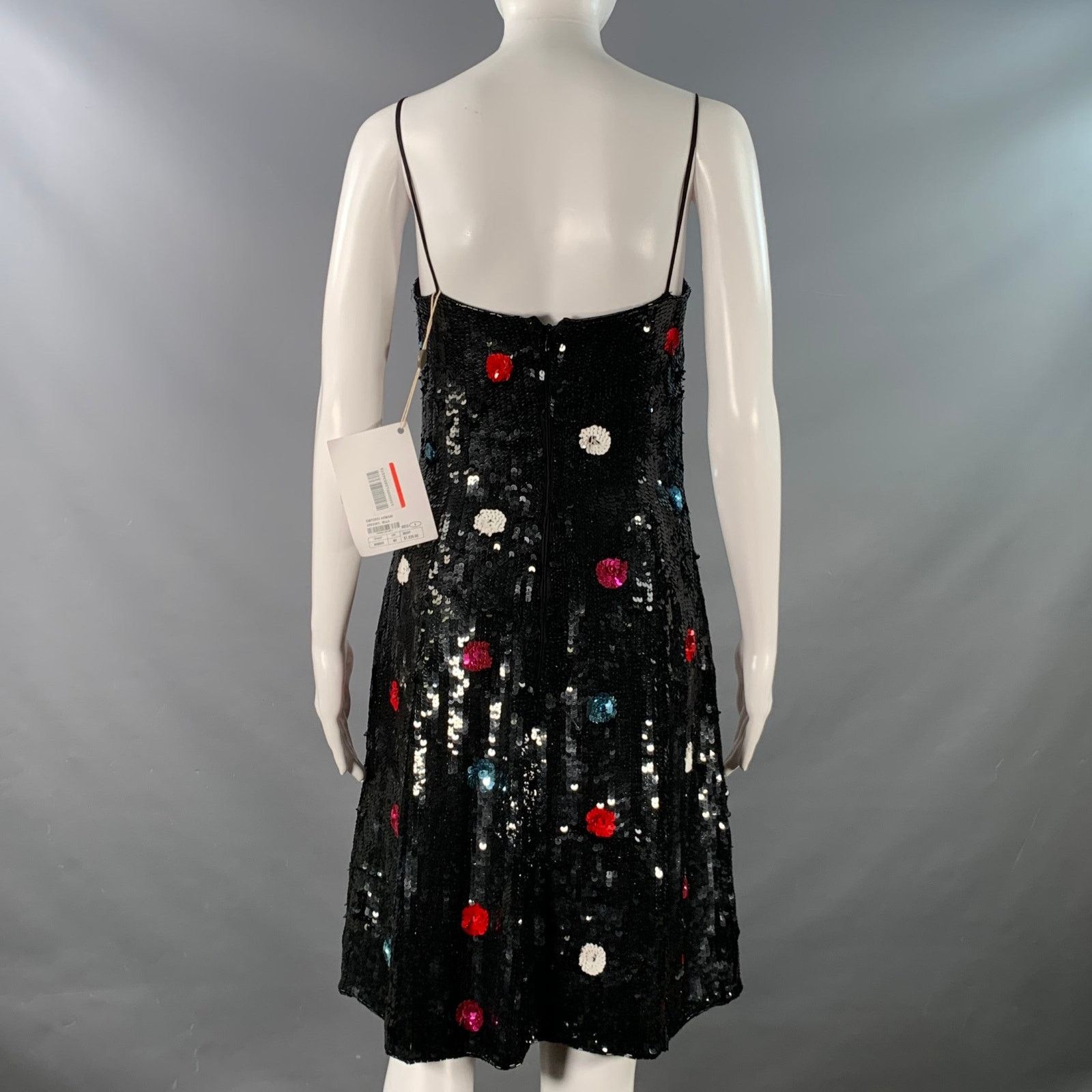 Emporio Armani Size 4 Black Multi Color Polyester Sequined Polka Dot Dress Size S / US 4 / IT 40 - 4 Thumbnail