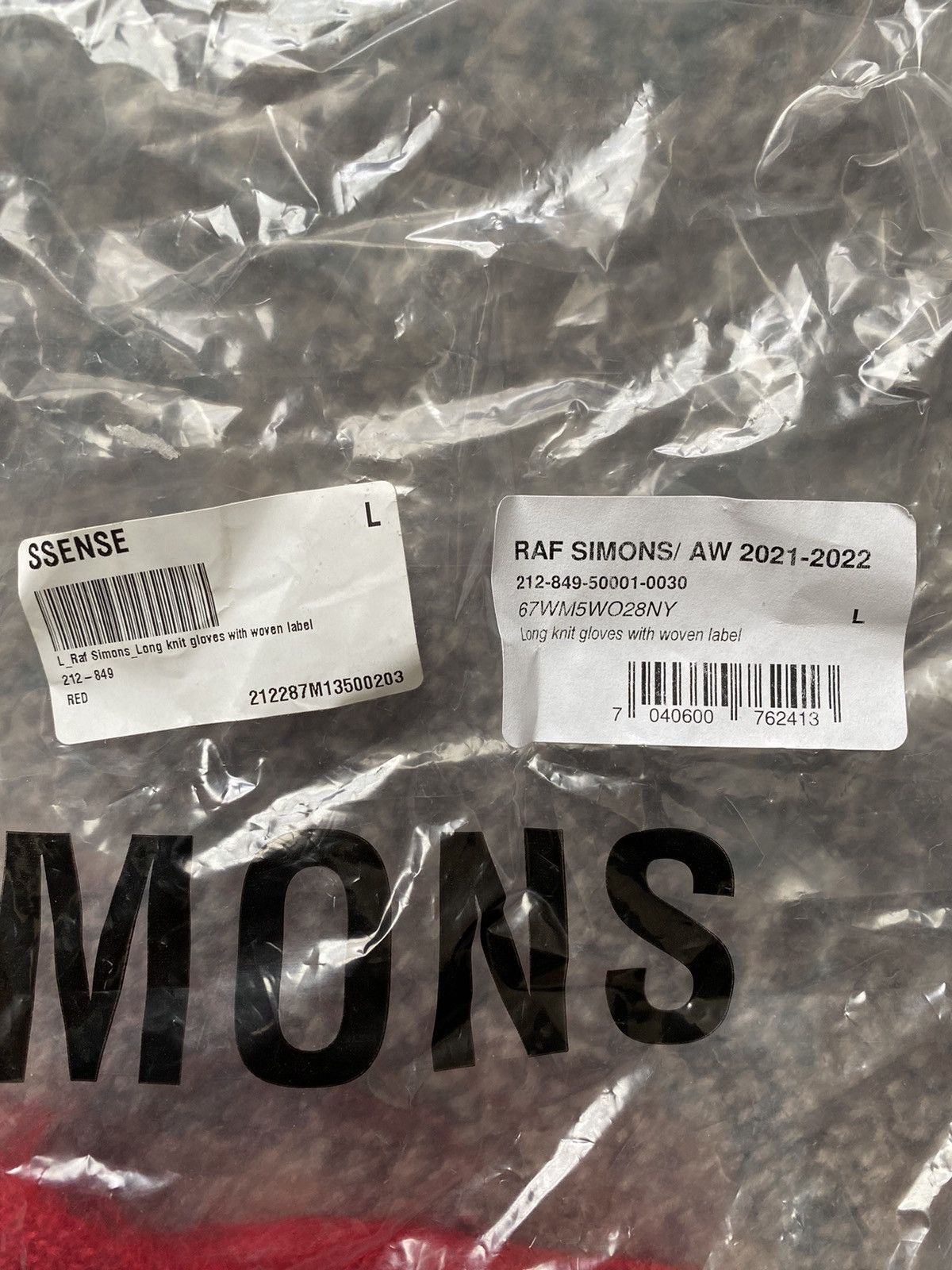 Raf Simons Raf Simons Red Mohair Long Logo Gloves Size ONE SIZE - 16 Thumbnail