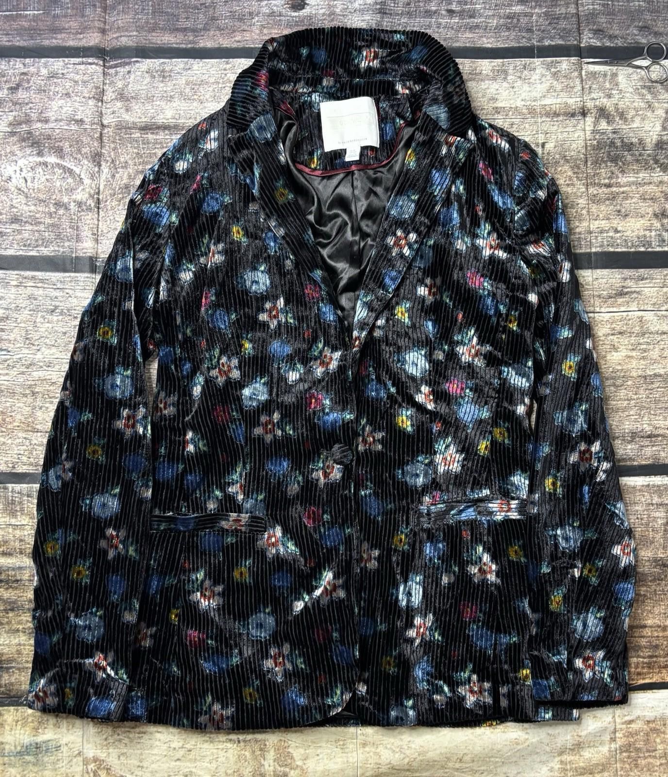 Anthropologie Anthropologie Ett:Twa Blazer Jacket Women's 6 Floral Velvet Size M / US 6-8 / IT 42-44 - 1 Thumbnail