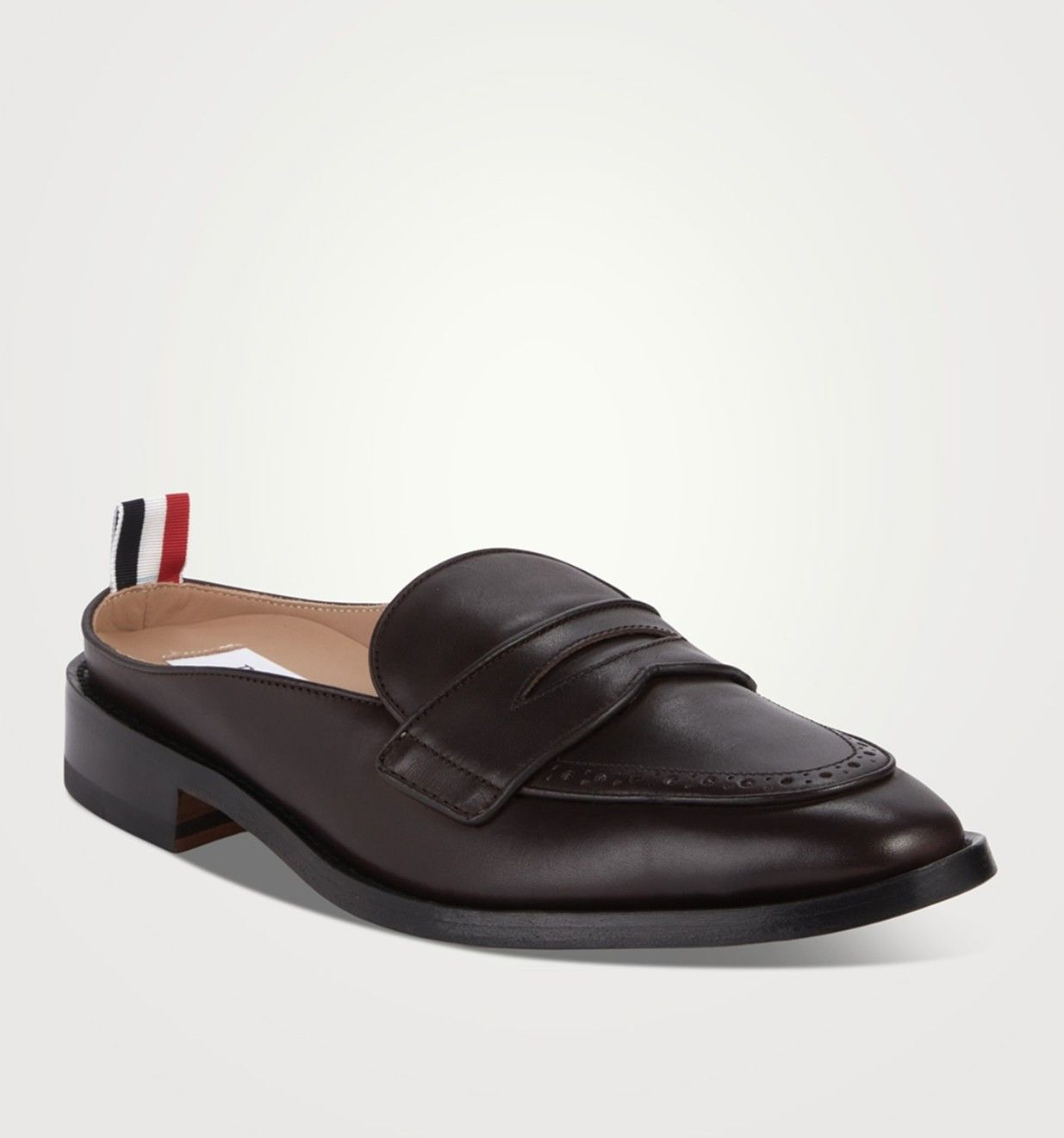 Thom Browne Leather Varsity Penny Loafer Mule Shoes in Brown, Men's (Size 9.5)