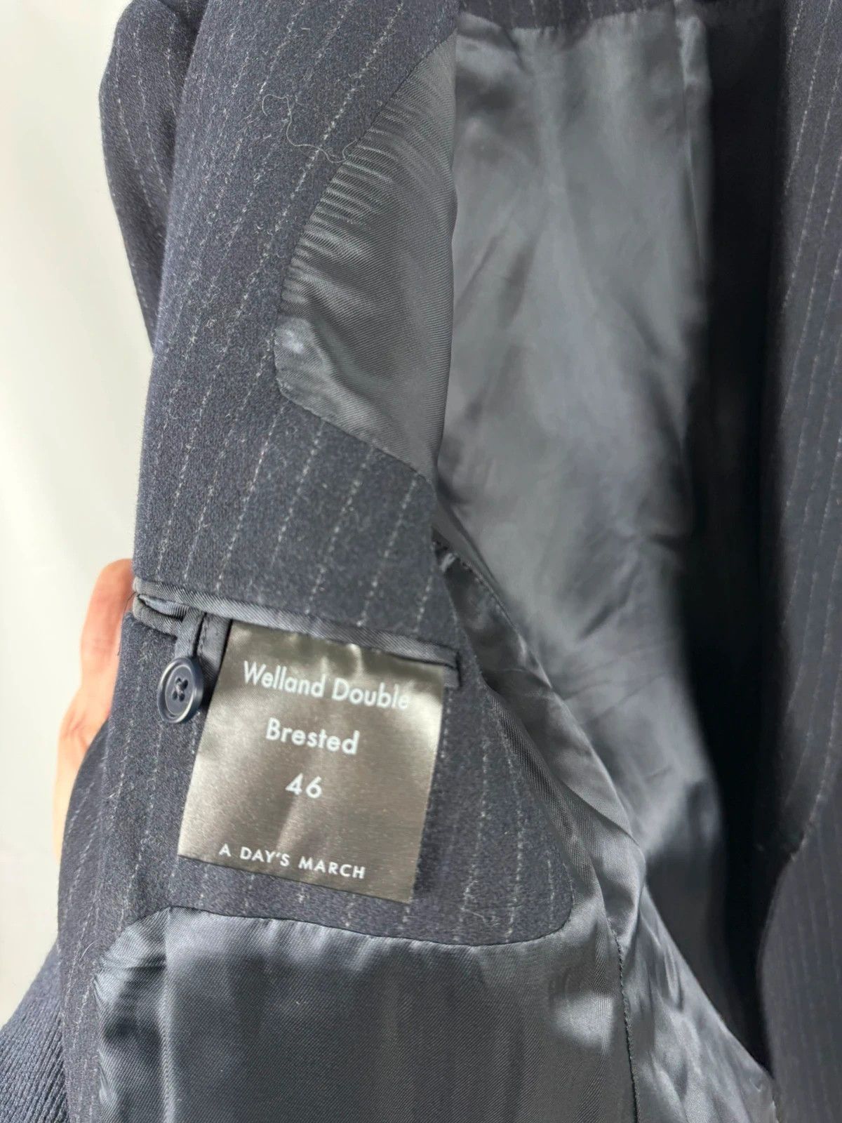 A Day's March A Day’s March Welland Double Breasted Blazer Wool Striped Size 36R - 9 Thumbnail