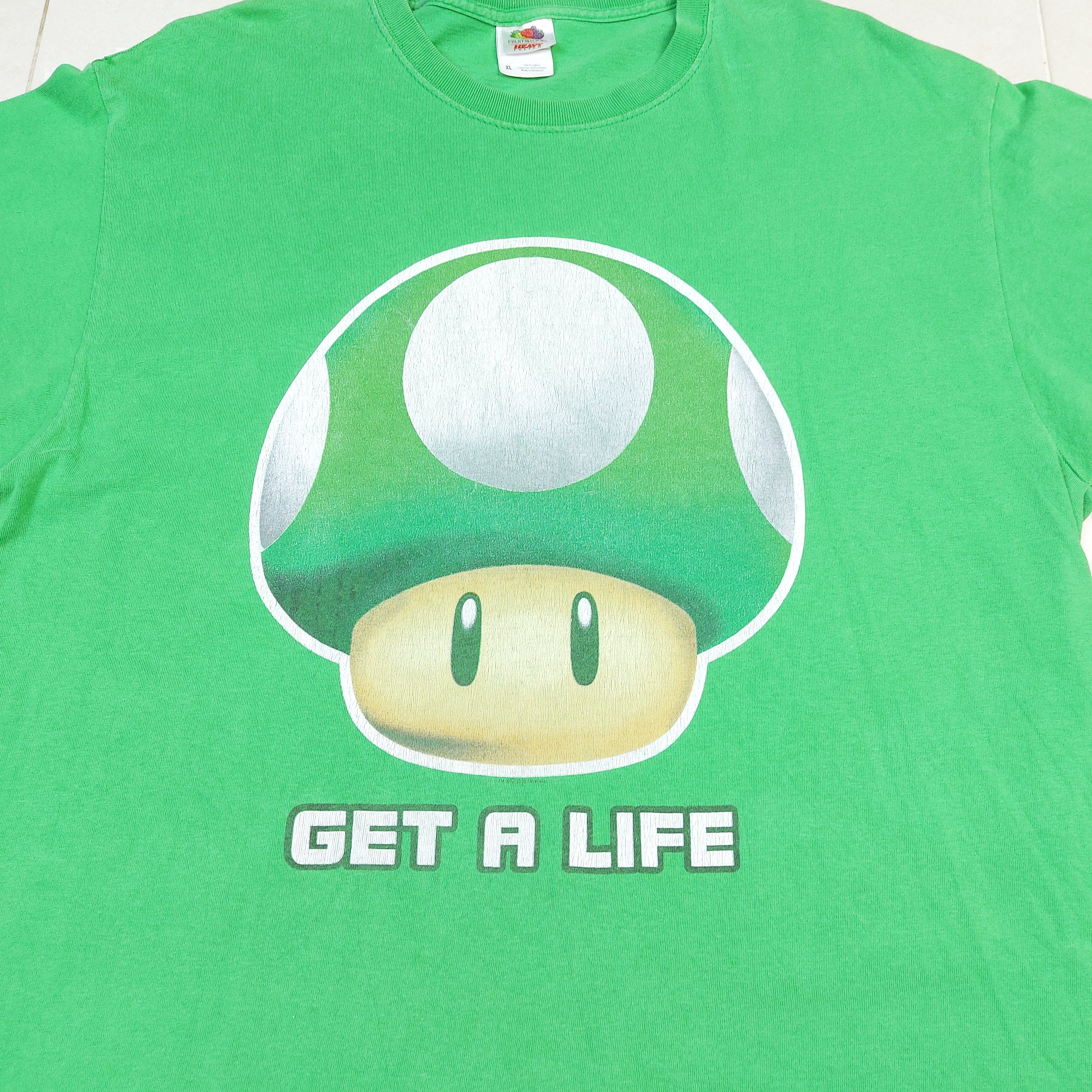 Nintendo Official Nintendo Green Mushroom Get A Life Video Game TEE Size US XL / EU 56 / 4 - 9 Thumbnail