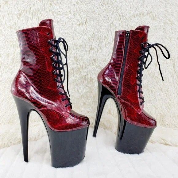 Other Brand new Pleaser Adore Red Snake 7" High Heel Platform Ankl Size US 7 / IT 37 - 3 Thumbnail