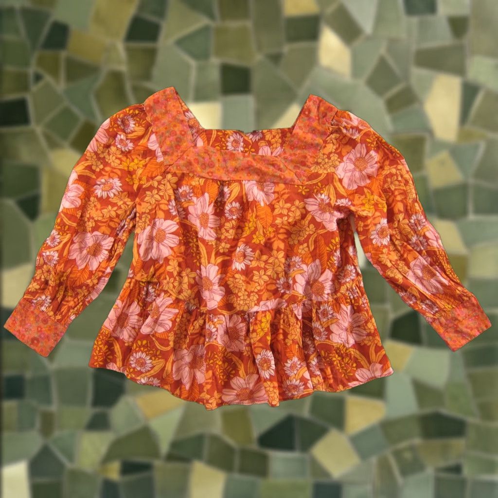 American Eagle Outfitters American Eagle Outfitters Blouse M Women's Lightweight Cotton Orange Pink Floral Boho Peasant Casual Shirt Mens? Size M / US 6-8 / IT 42-44 - 1 Thumbnail