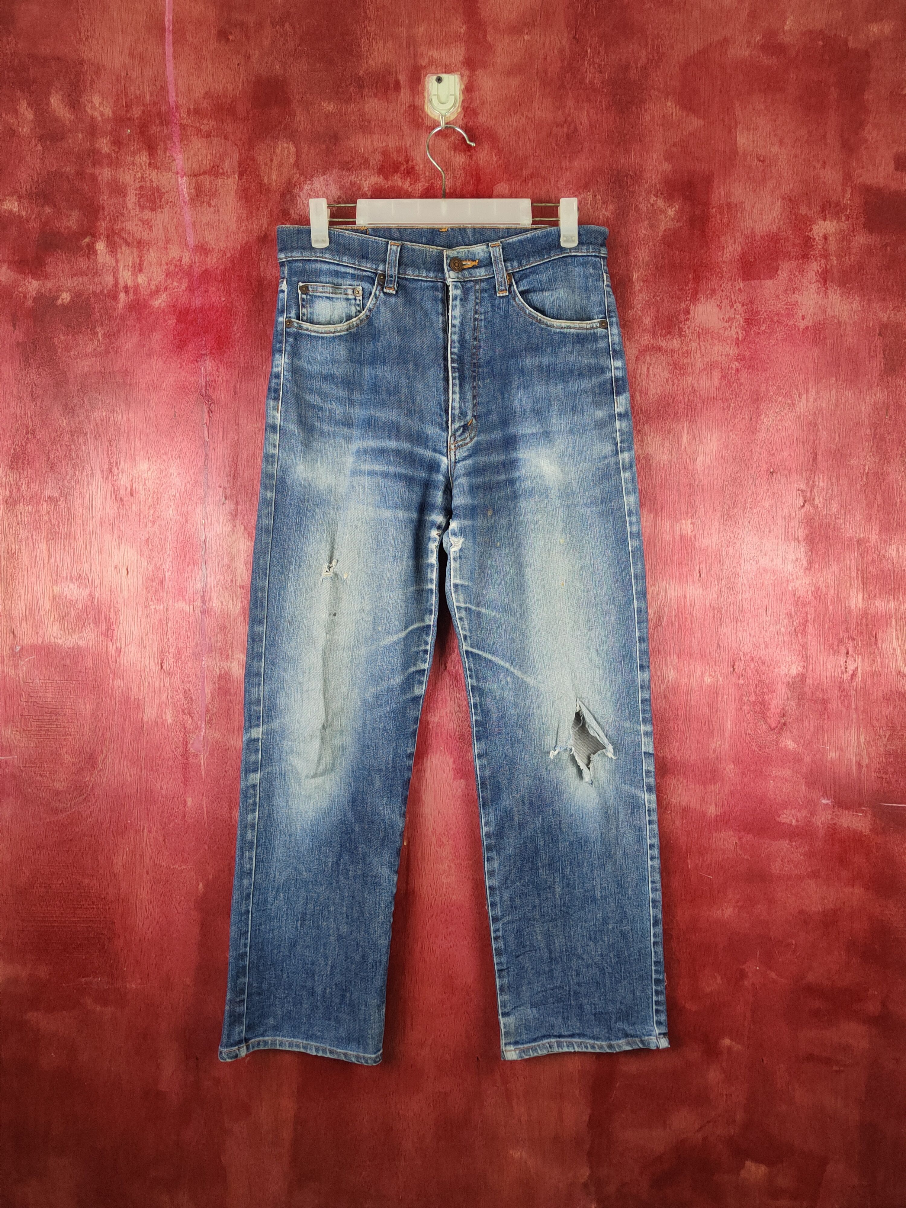 Japanese Brand Bobson Blue Distressed Ripped Jeans #S1660 Size US 30 / EU 46 - 1 Thumbnail