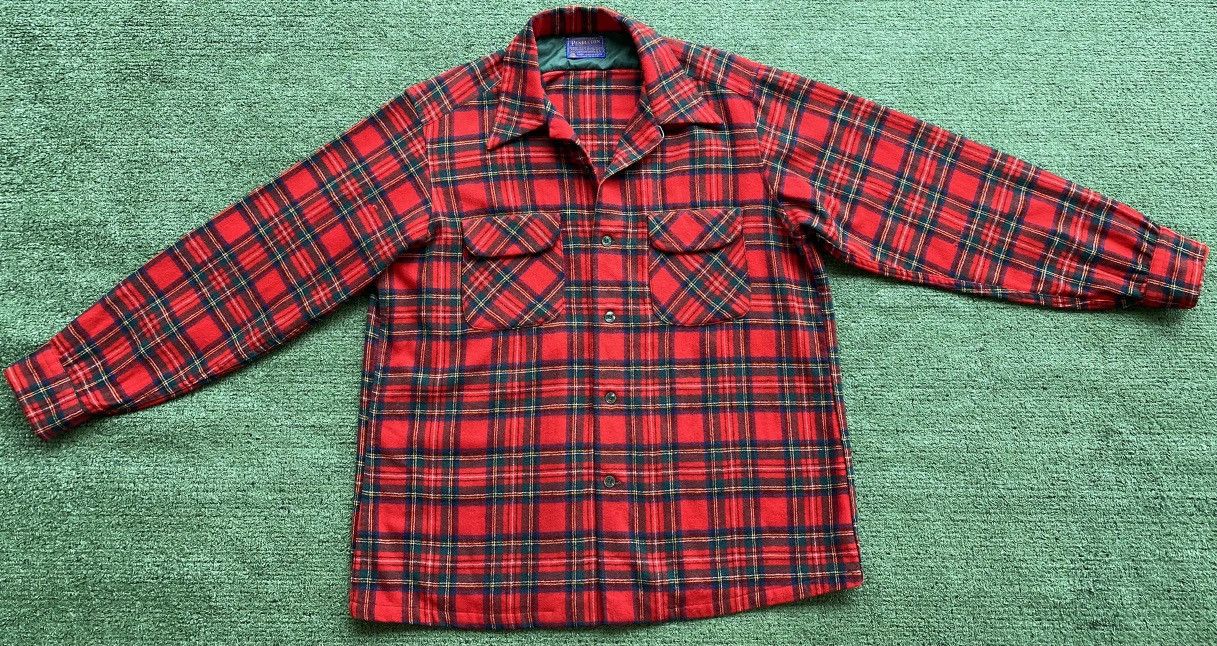 Pendleton VTG 60’s Pendleton Wool Plaid Flap Pocket Loop Collar Sz L Size US L / EU 52-54 / 3 - 2 Thumbnail