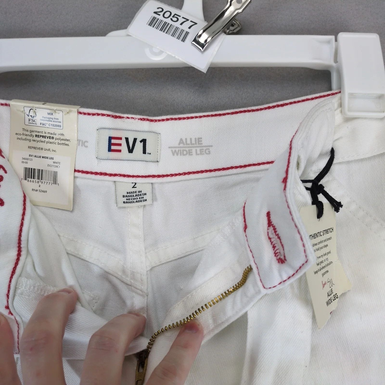 Other EV1 Allie Wide Leg White Jeans Women's 2 Cropped 27x23" Size 26" / US 2 / IT 38 - 6 Thumbnail