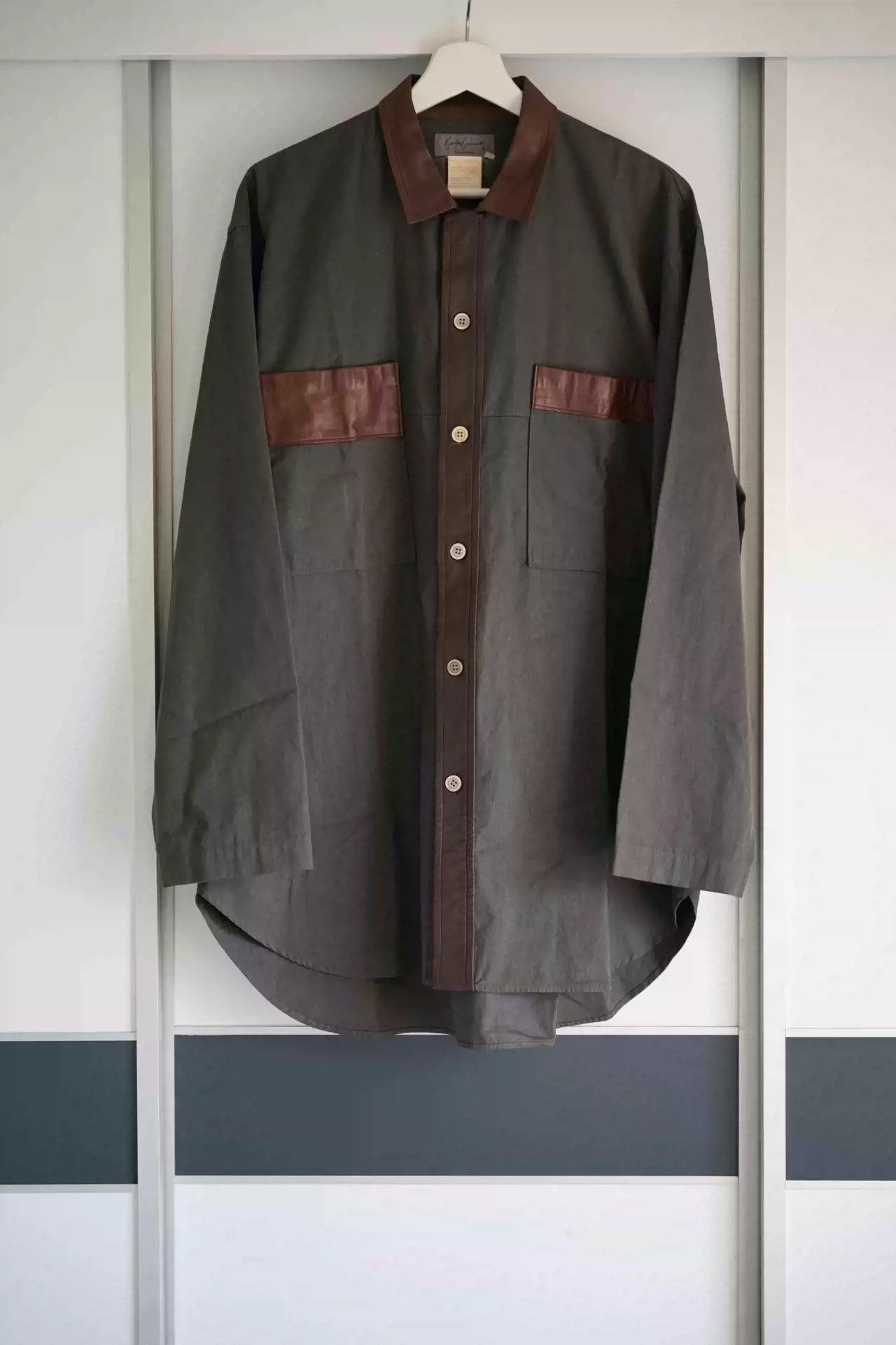 Yohji Yamamoto Yohji Yamamoto 88aw Leather Shirt With Brown Collar-2505 Size US M / EU 48-50 / 2 - 1 Thumbnail