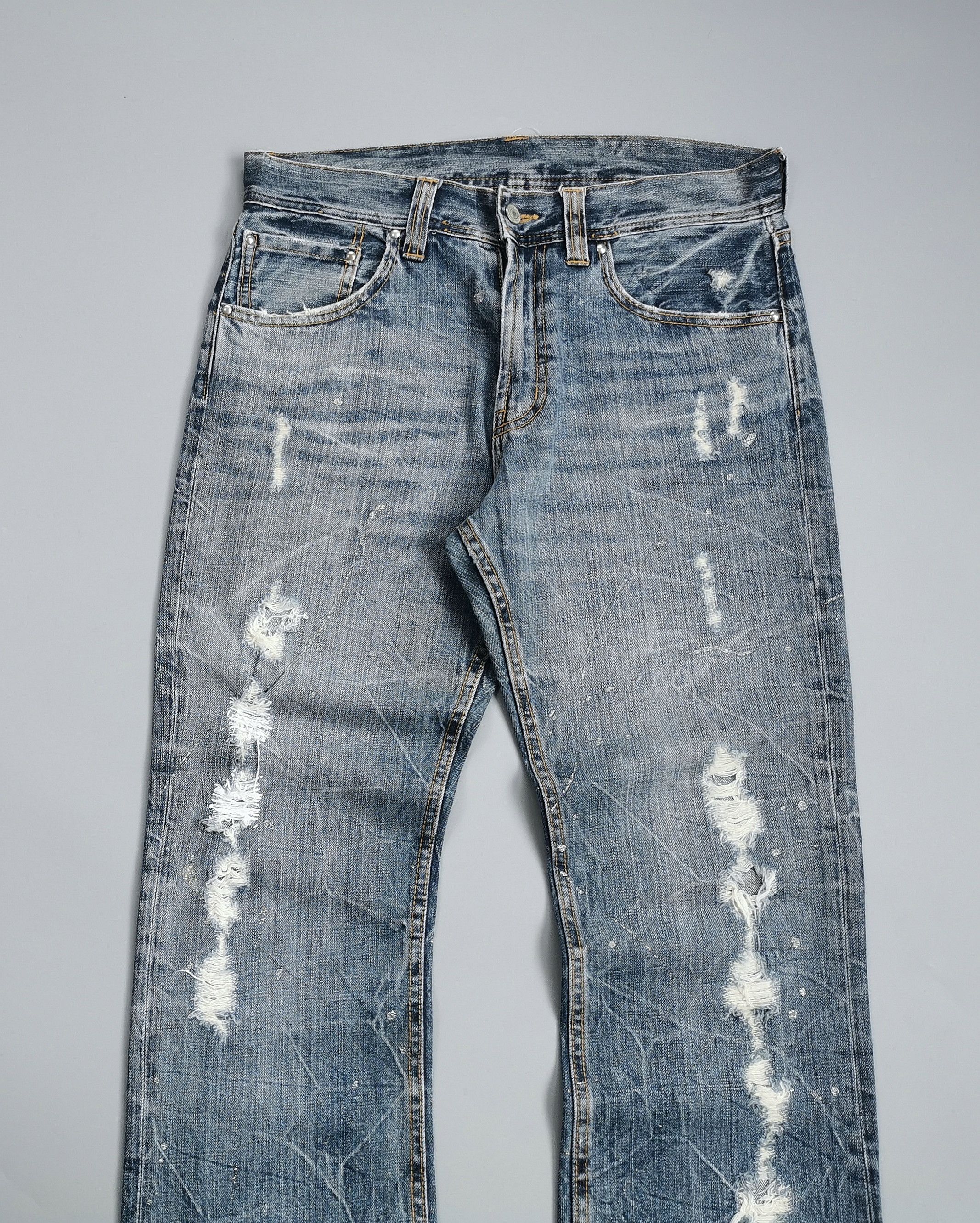 Kapital Distressed Light Wash Flared Denim Jeans Size US 32 / EU 48 - 1 Thumbnail