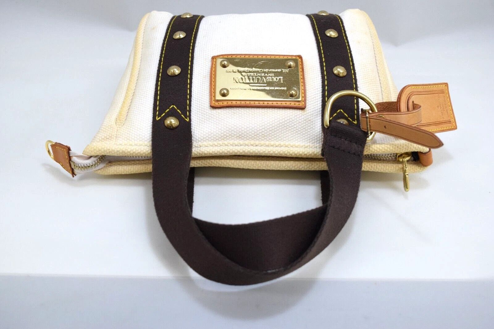 Louis Vuitton Louis Vuitton Antigua Cabas PM Hand Bag White Canvas M40039 Size ONE SIZE - 5 Thumbnail