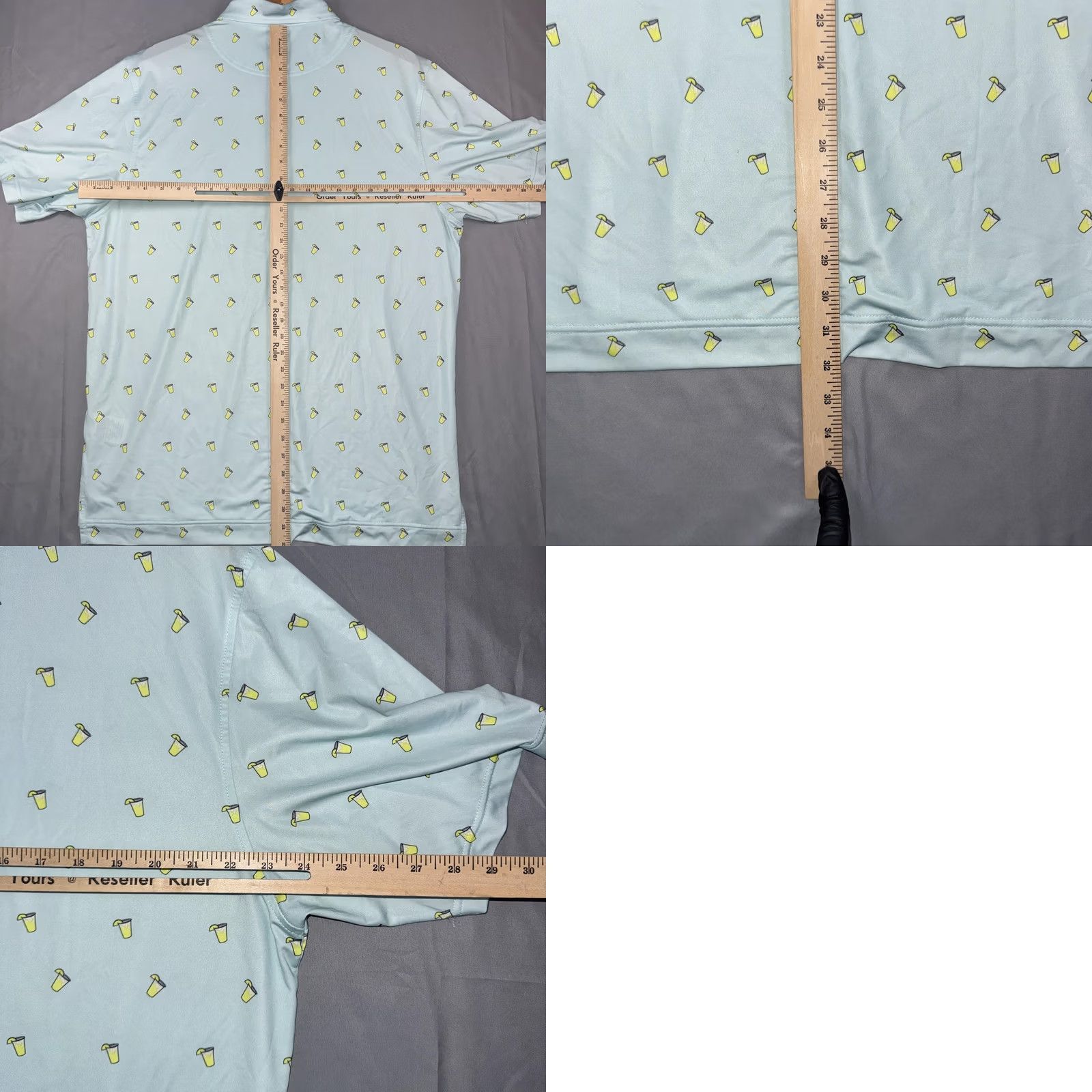 Footjoy FootJoy Polo Shirt Mens Large Blue Lemonade Drink Print Golf Performance Stretch Size US L / EU 52-54 / 3 - 8 Thumbnail
