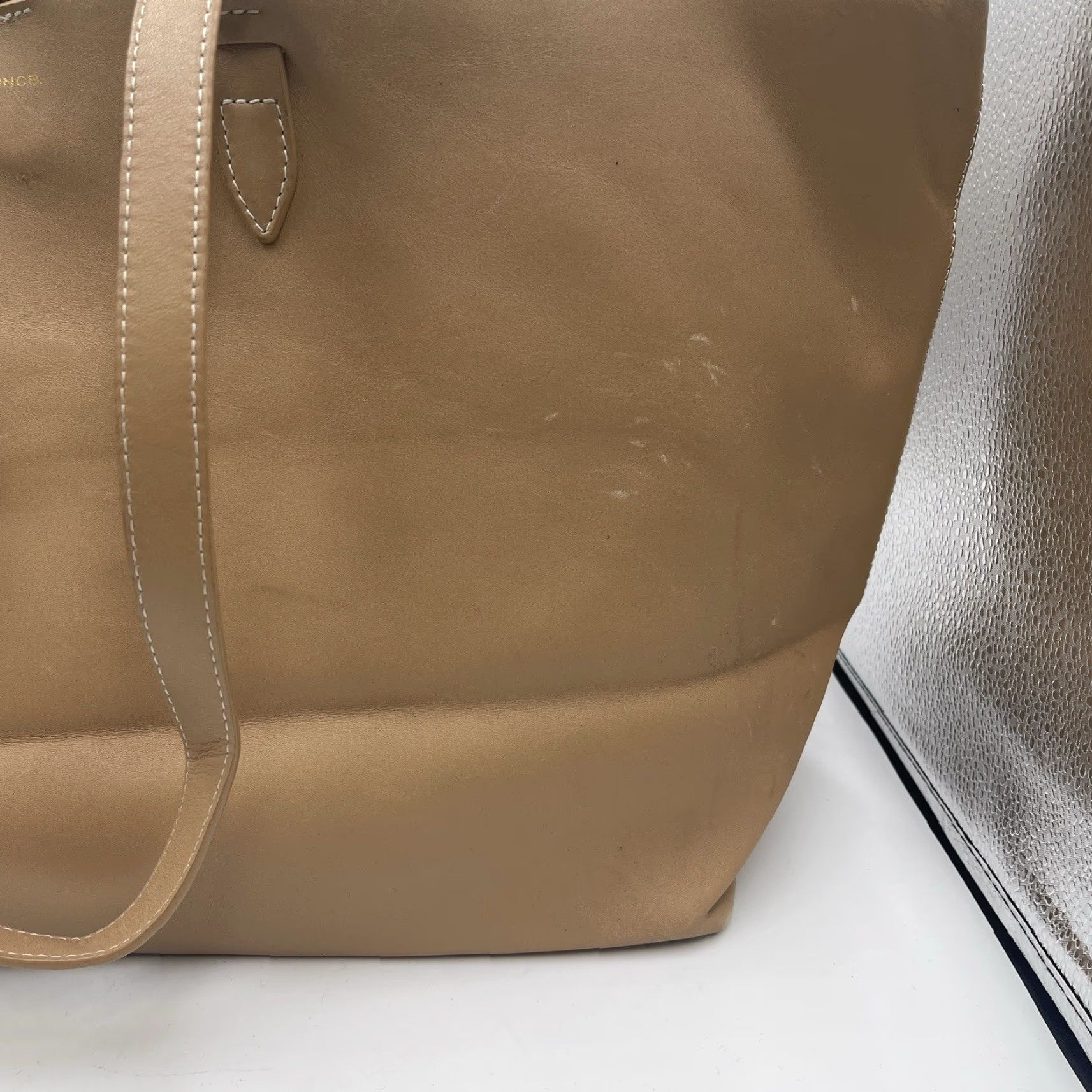Vince Camuto Vince Camuto Beige Leather Tote Bag Womens Large Tote Beige Leather Pebbled Size ONE SIZE - 7 Thumbnail