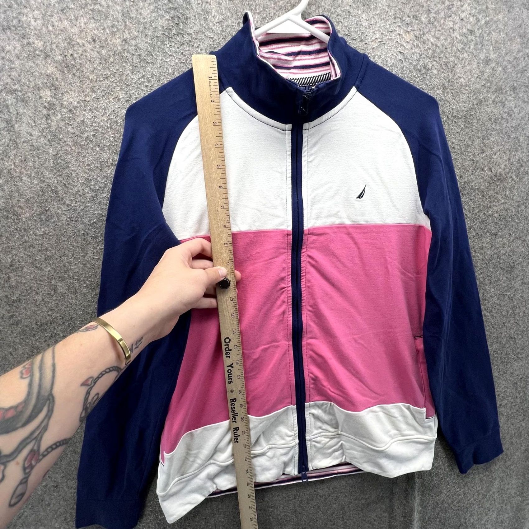 Nautica Nautica Jacket Womens Medium Multicolor Colorblock Full Zip Track Stretch Top Size M / US 6-8 / IT 42-44 - 3 Thumbnail