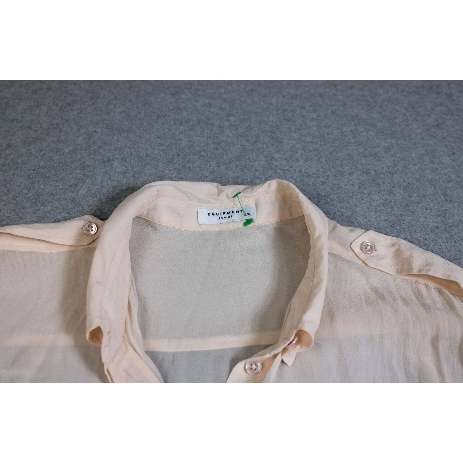 Equipment Equipment Silk Shirt Women L Pink Sheer Button Roll Tab Office Bohemian 90s? No Vintage Official? Size L / US 10 / IT 46 - 3 Thumbnail