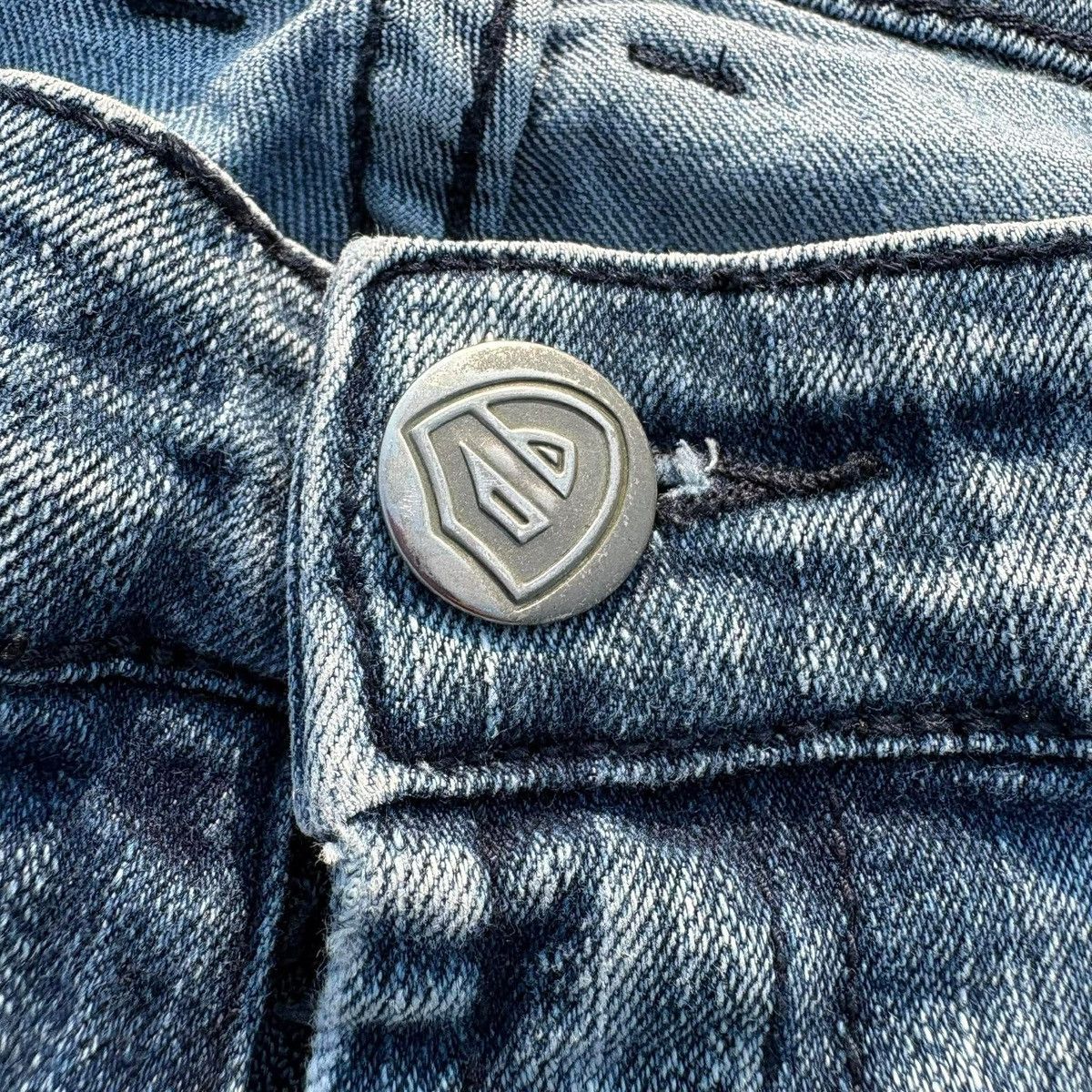 Japanese Brand Encrypted Biker Distressed Denim Jeans Panel Knee Moto Style Size US 32 / EU 48 - 4 Thumbnail
