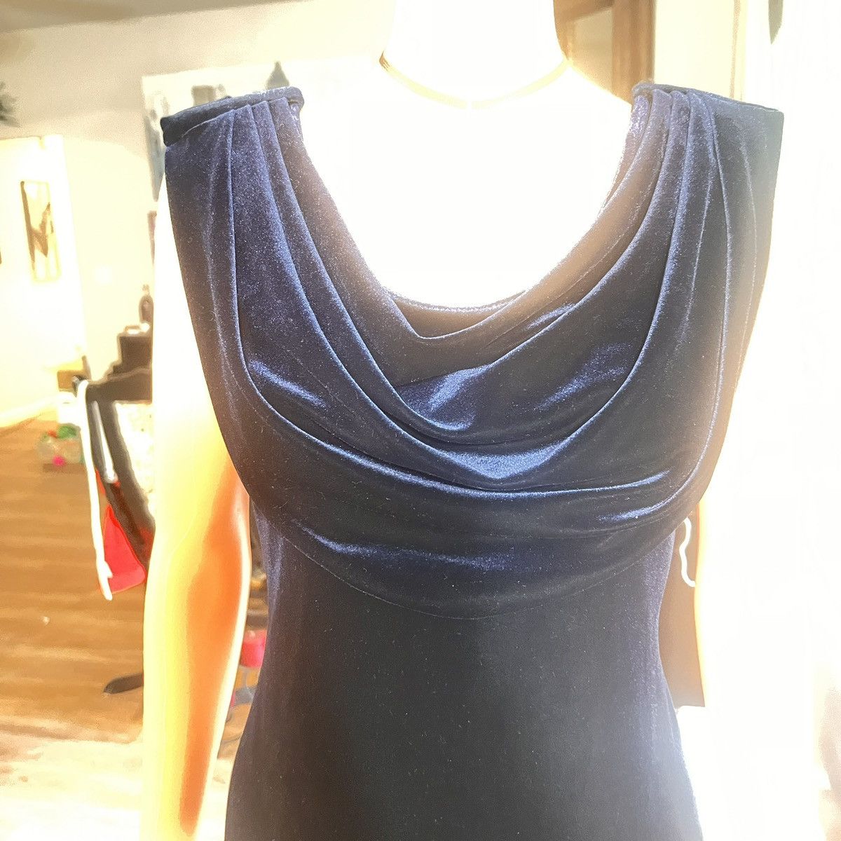 Other Elegant Blue Velvet Evening Gown Size M / US 6-8 / IT 42-44 - 3 Thumbnail
