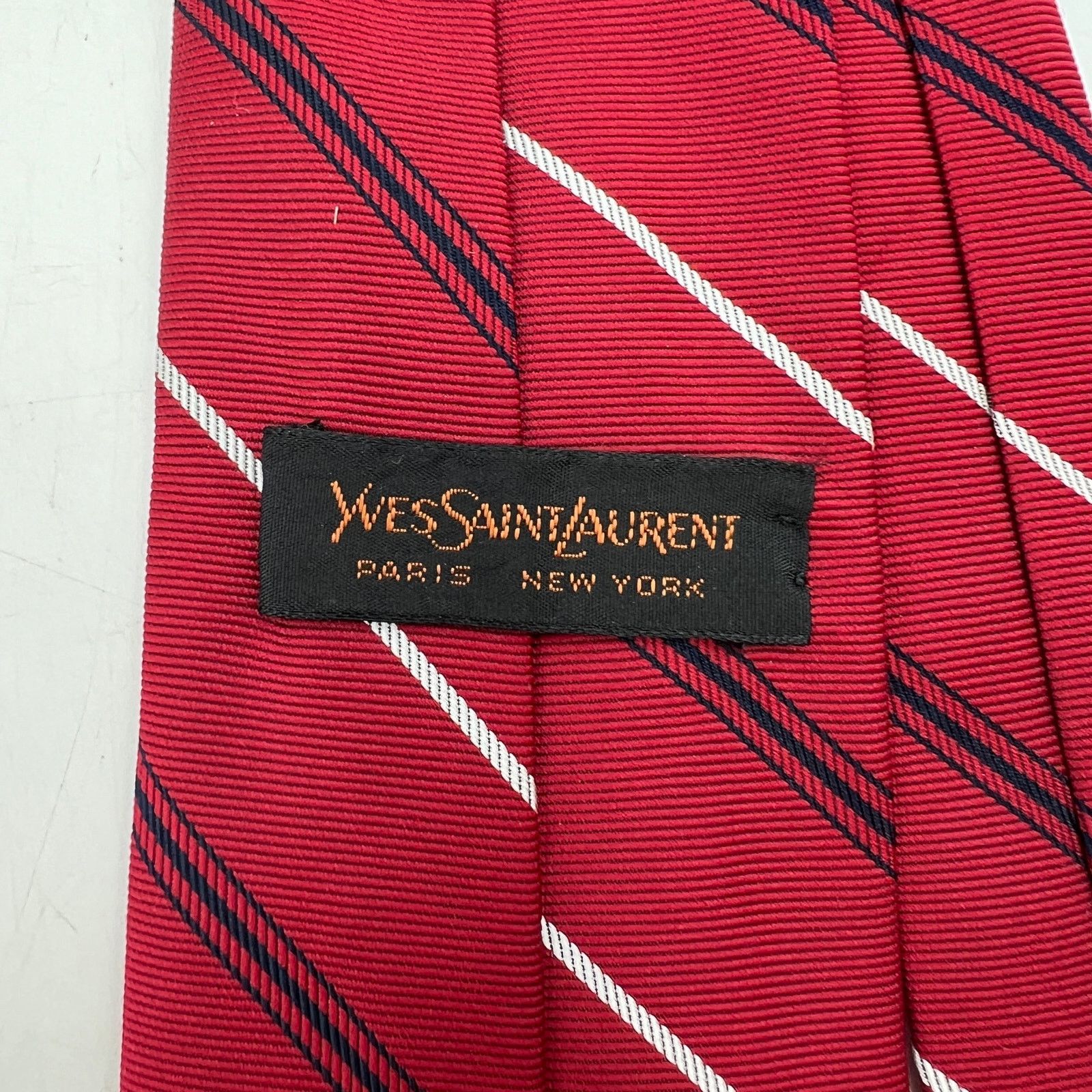 Yves Saint Laurent Vintage Yves Saint Laurent Red Silk Tie Stripes Size ONE SIZE - 3 Thumbnail