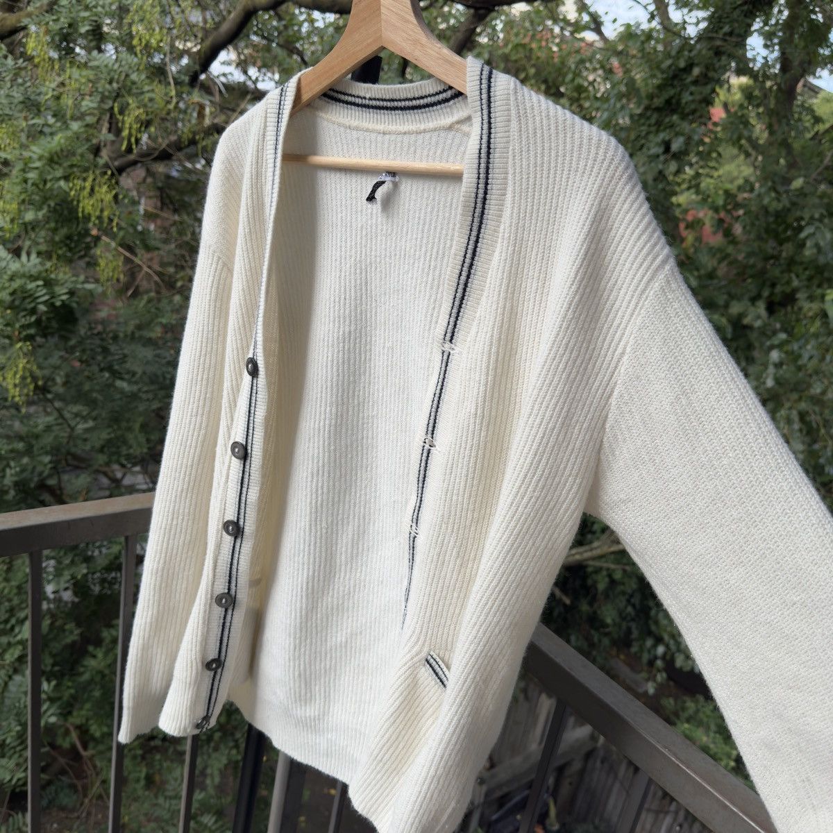 Vintage 60s Striped Acrylic Cardigan Sweater ERD Grunge Kurt Faded Size US L / EU 52-54 / 3 - 4 Thumbnail