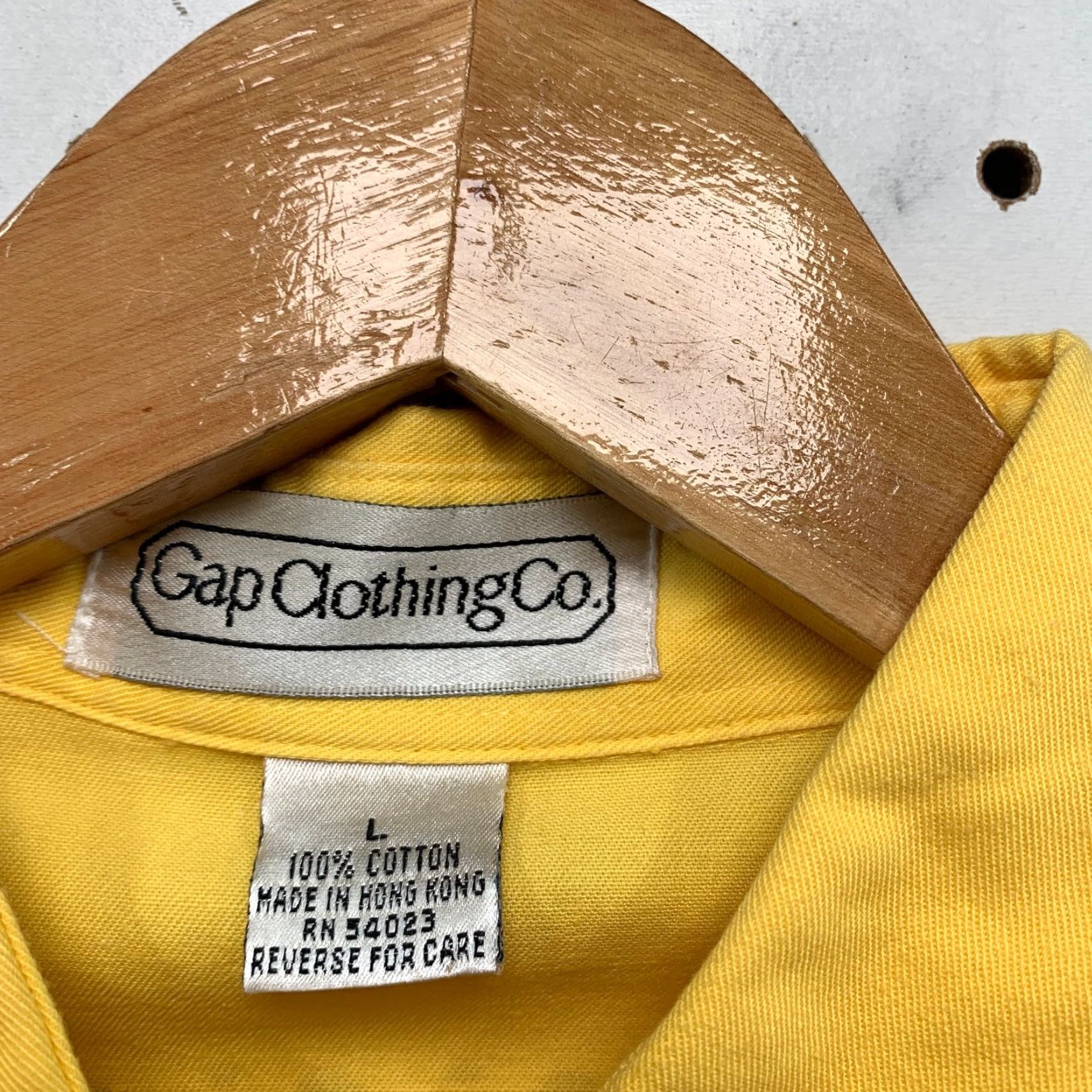 Gap VINTAGE Gap Button-Up Shirt Womens L Yellow 80s 70s Made Hong Kong Casual Cotton Size L / US 10 / IT 46 - 4 Thumbnail