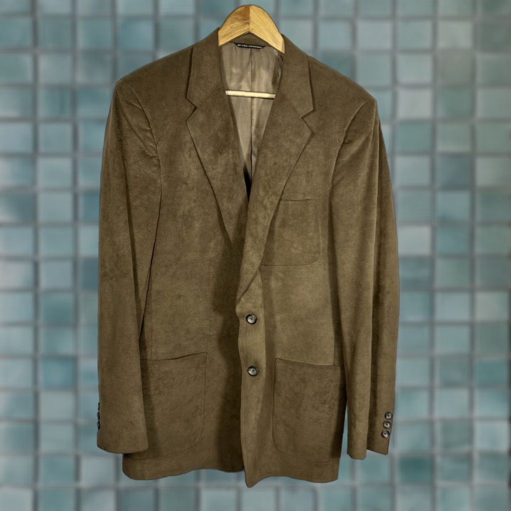 Vintage VINTAGE Brookstreet Suede Blazer Jacket Notch Lapel 80s Brown 42 Mens Blazer Suede Three-Button Front Two-Button Front Vintage 80s Suit Jacket Size 42R - 1 Thumbnail
