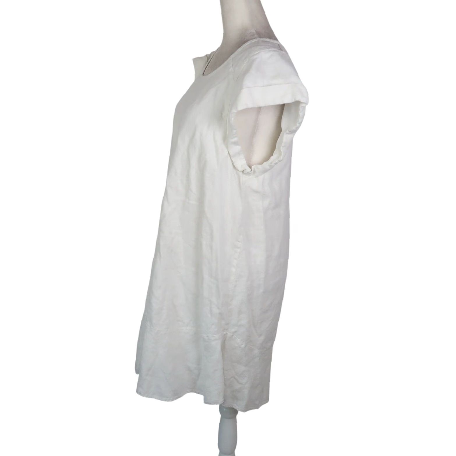 Joie VINTAGE Joie Carlen White Linen Short Sleeve Mini Dress XL Size 40" / US 18 - 3 Thumbnail