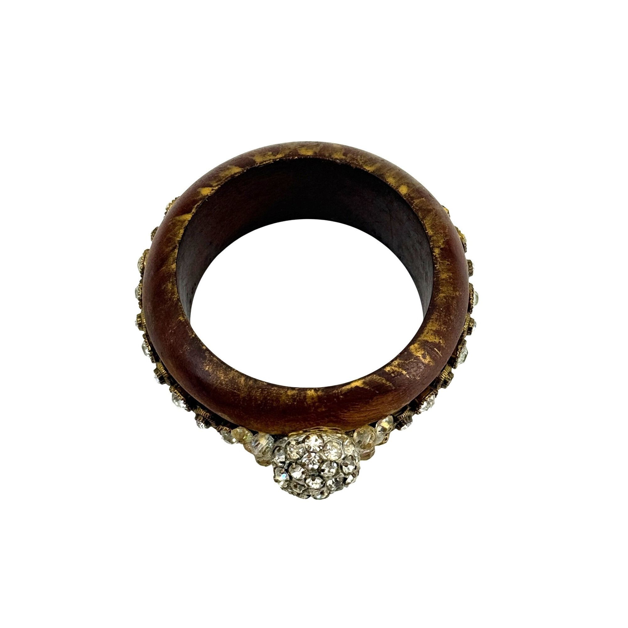 Other Deco Revival Refashioned Wooden Crystal Bangle Size ONE SIZE - 3 Thumbnail