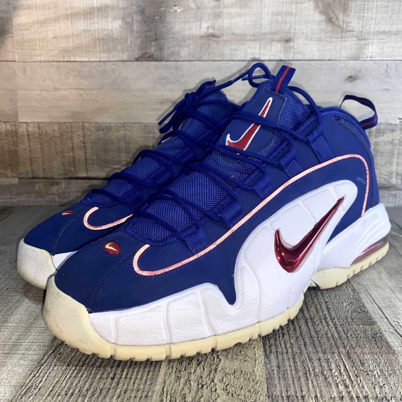 Nike VINTAGE Nike Air Max Penny Sneaker Mens 11 Deep Royal Blue Gym Red 685153-400 USA Olympics Penny Hardaway Reflective Solid Leather Lining Suede Size US 11 / EU 44 - 3 Thumbnail