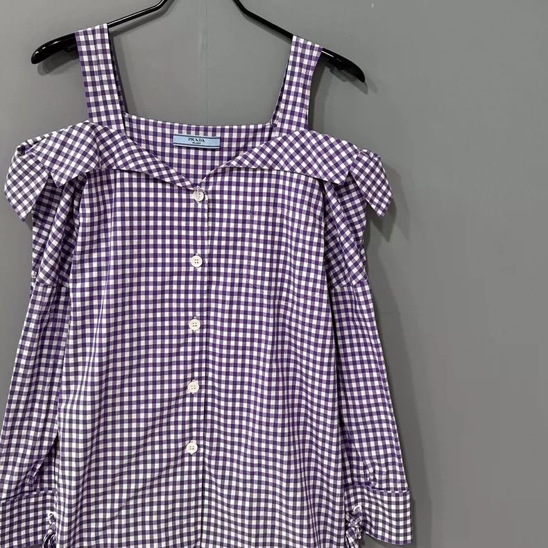 Prada Prada Plaid suspender shirt 2502-Nextarrow Size XXS / US 00 / IT 34 - 3 Thumbnail