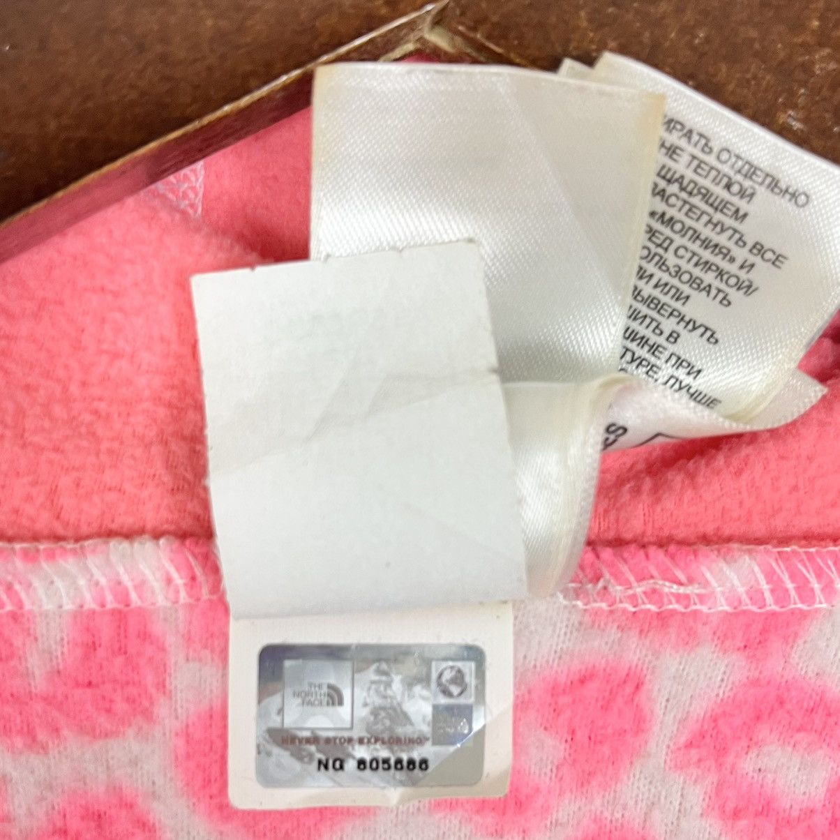 The North Face Pink Leopard Print Hoodie Fleece Jacket