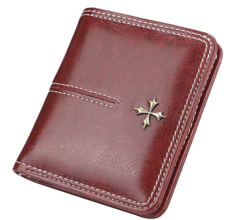 Japanese Brand Y2K PU Leather Cross Wallet (burgundy) Size ONE SIZE - 5 Thumbnail