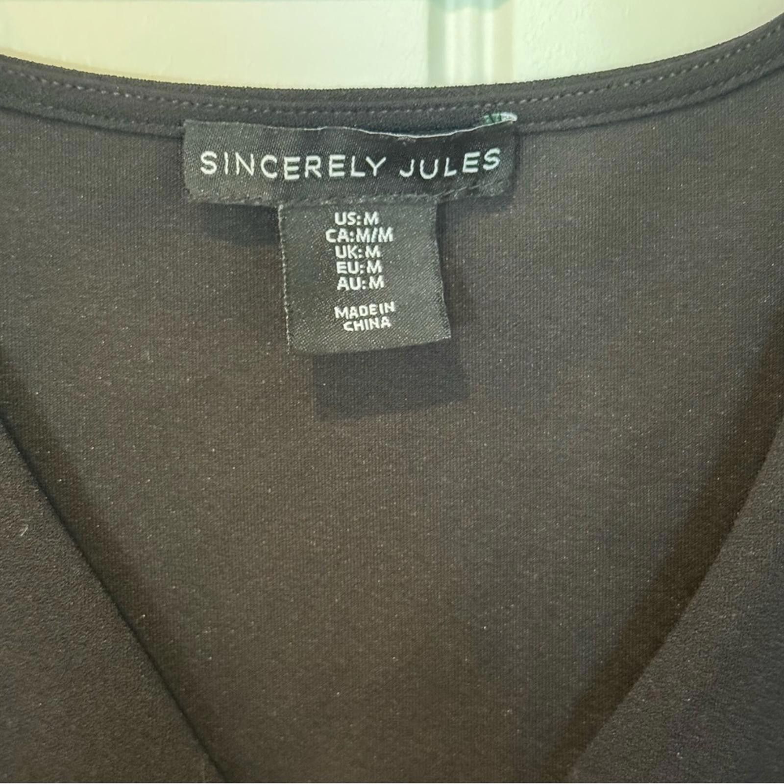 Other Sincerely Jules Medium Black Crop Fitted Blouse Size M / US 6-8 / IT 42-44 - 3 Thumbnail