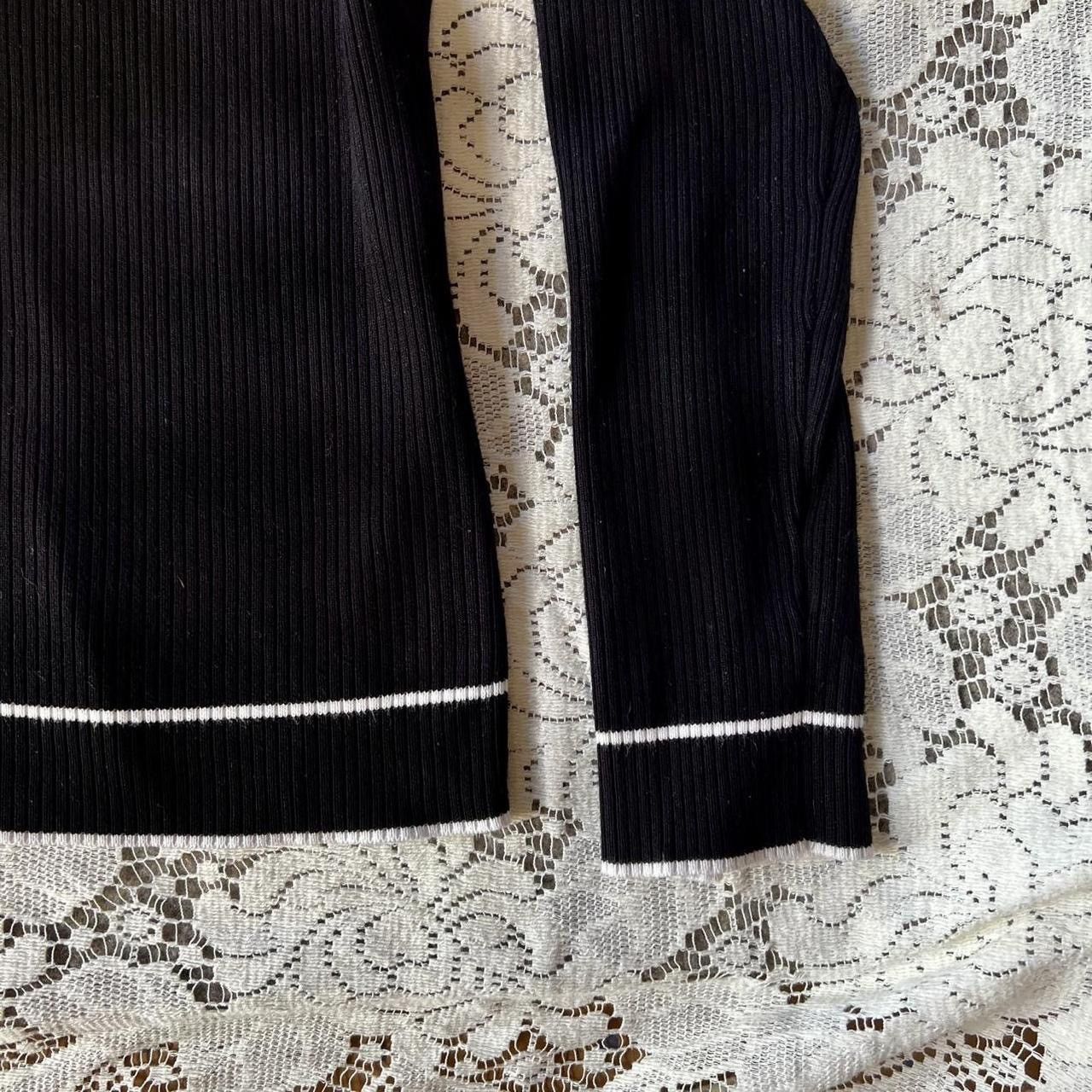 Other Black and white ribbed turtleneck with white trim ~ size L Size L / US 10 / IT 46 - 6 Thumbnail