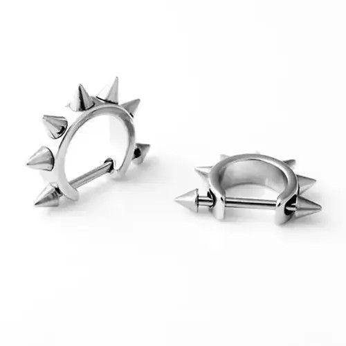 VIBE D-shaped Spike Rivet Earring Stainless Steel Size ONE SIZE - 2 Thumbnail