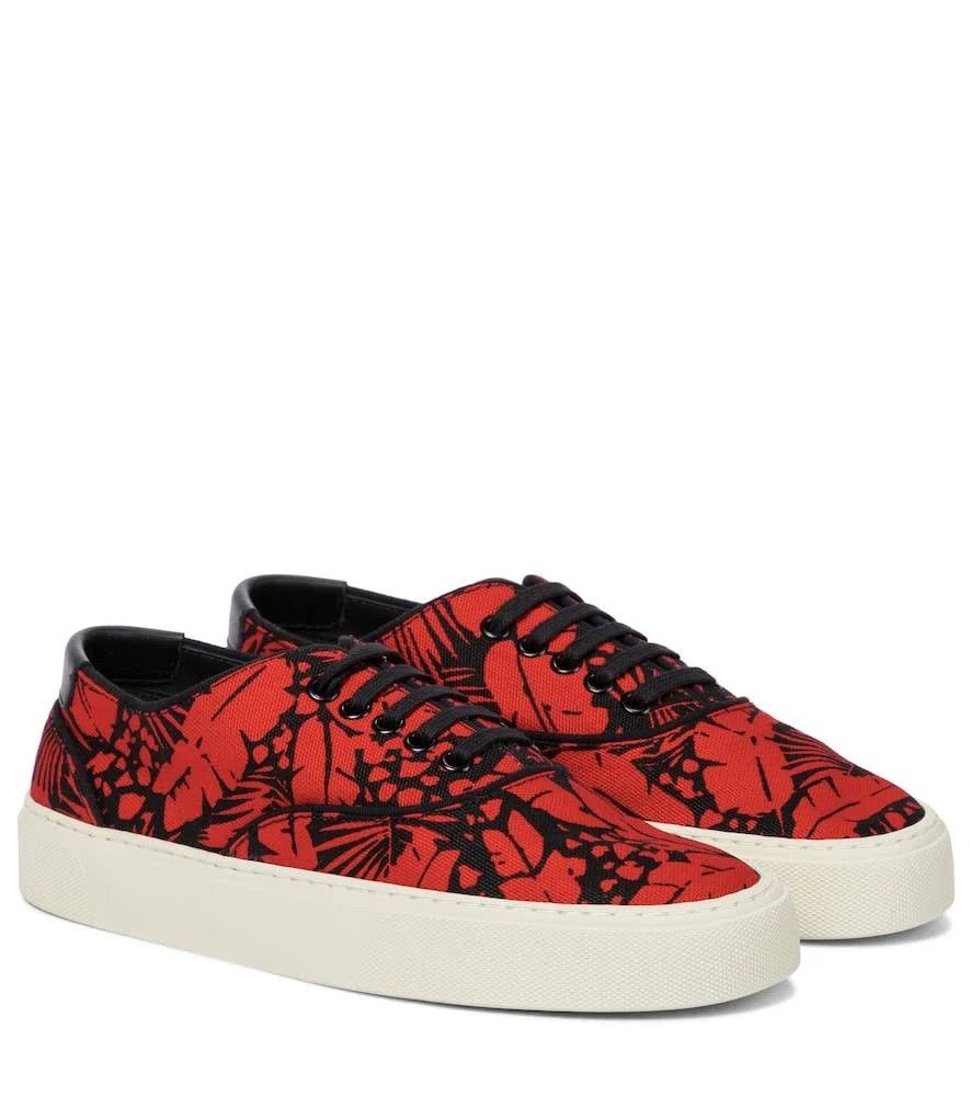 Saint Laurent Paris o1bcso1str1124 Venice Lace Up Sneakers in Red/Black Size US 7 / IT 37 - 4 Thumbnail