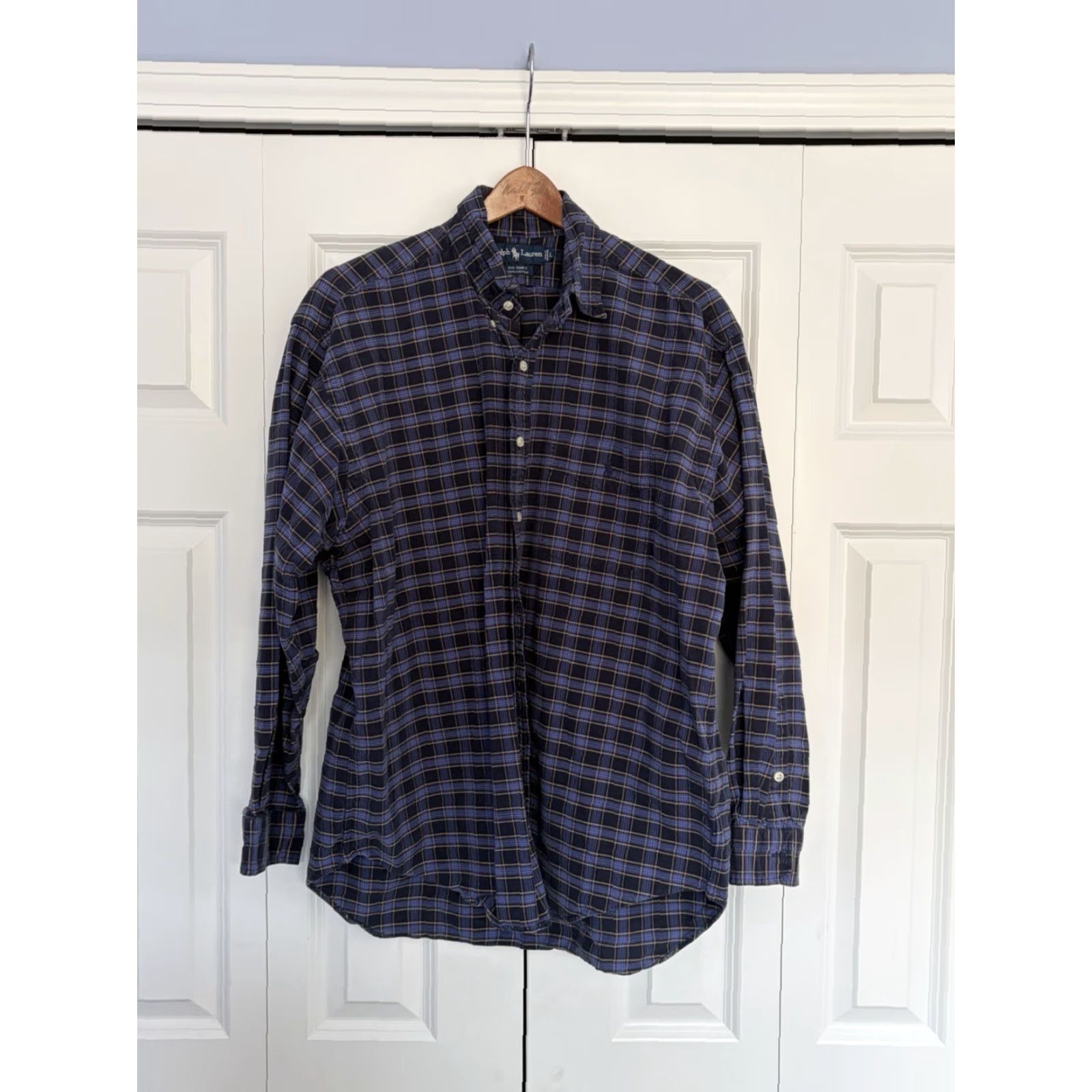 Polo Ralph Lauren Polo Ralph Lauren Big Shirt Men’s Purple Plaid Flannel Long Sleeve L Button-Up Casual Workwear Fall Spring Winter 54 in Chest Mens Size US L / EU 52-54 / 3 - 2 Thumbnail