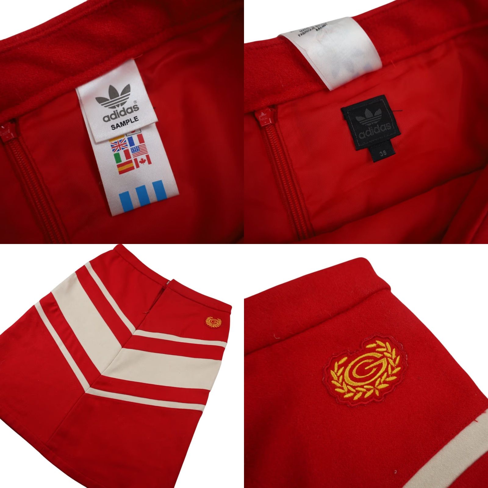 Adidas VINTAGE Adidas x Carlo Gruber Chevron Wool Skirt 32"W 23" Red Women Knee Length Size 32W Pencil Mens? Size 24" / US 00 / IT 34 - 9 Thumbnail