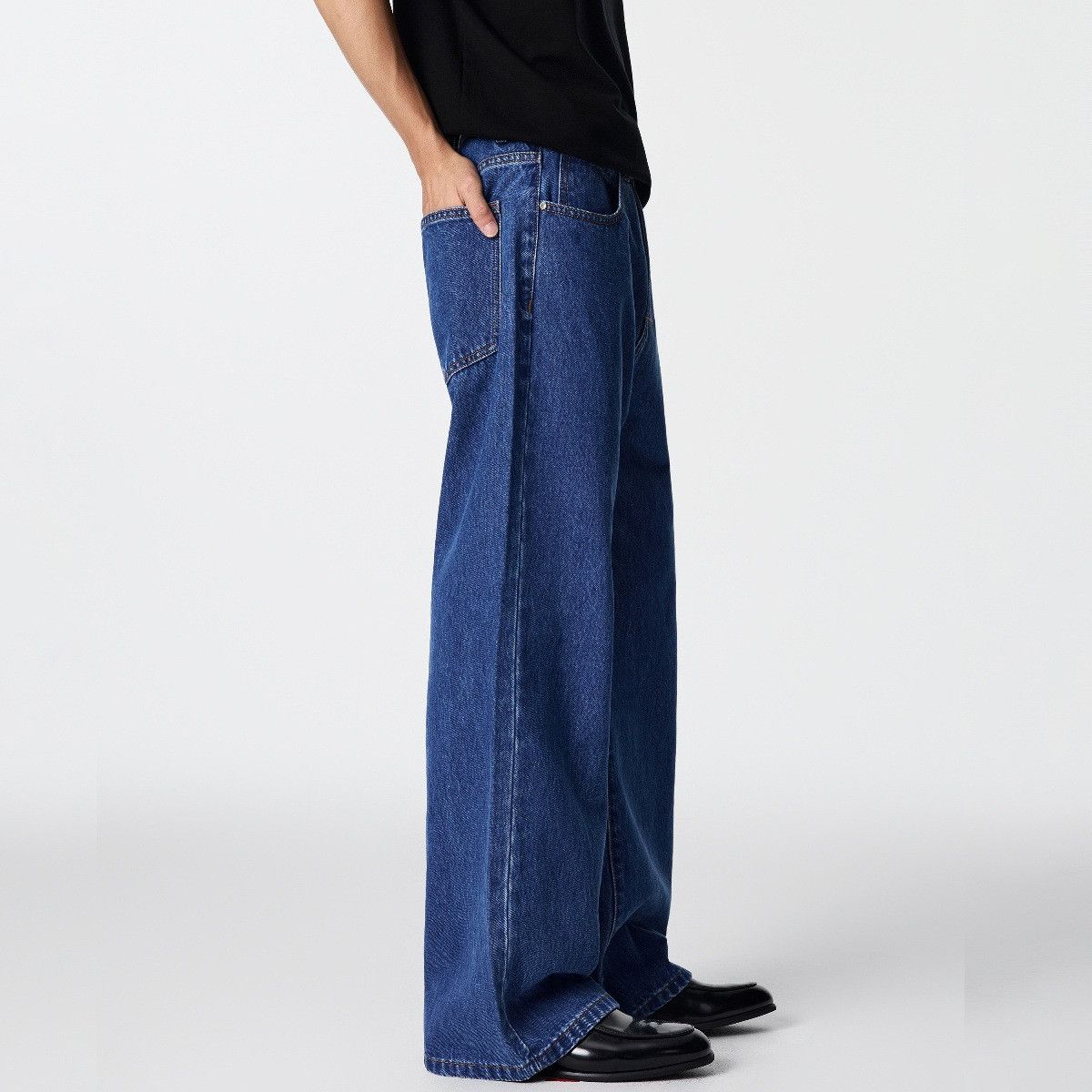 Jean American-style washed casual dark blue retro flared jeans Size US 32 / EU 48 - 3 Thumbnail