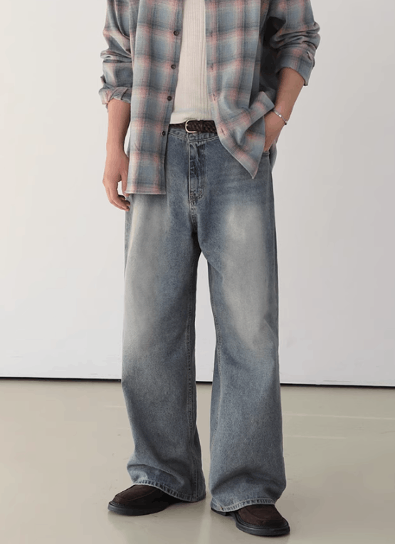 Japanese Brand × Jean Distressed washed men's trendy straight jeans Size US 32 / EU 48 - 1 Thumbnail