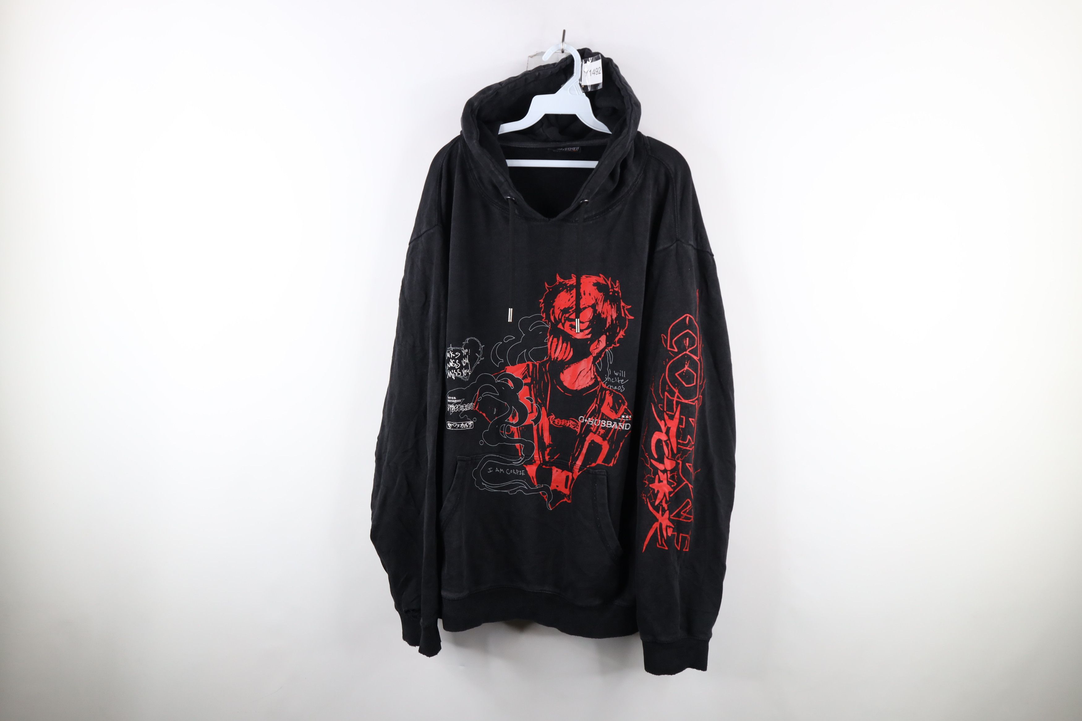 image of Vintage Party Video Game Anime Manga Hoodie Sweatshirt in Black, Men's (Size 2XL)