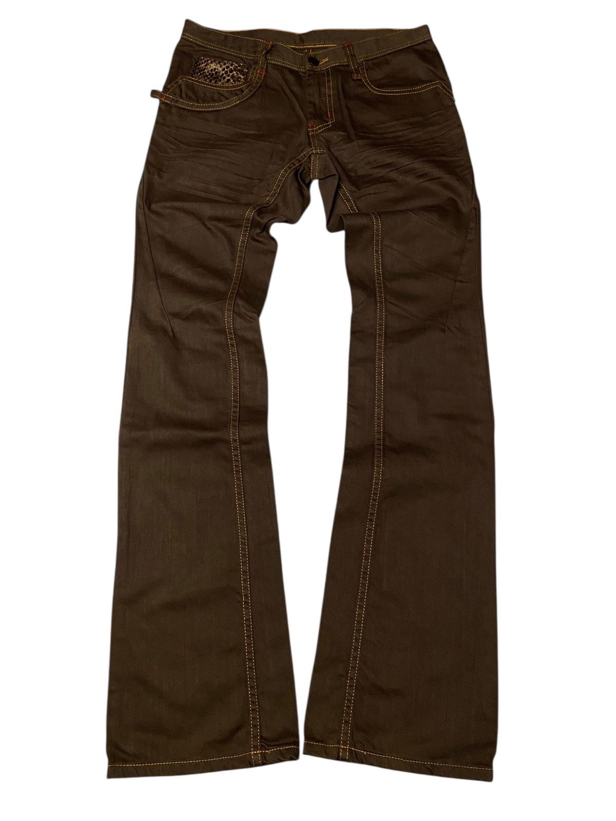 If Six Was Nine 2000's Modern Lovers Snakeskin Flared Jeans Size US 28 / EU 44 - 2 Thumbnail