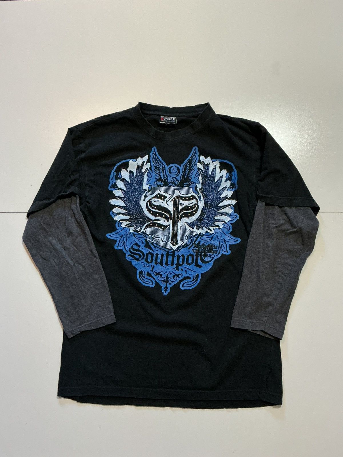 Southpole Vintage Y2K SouthPole SP Double Layer Wings L/S T-Shirt Size US S / EU 44-46 / 1 - 1 Thumbnail