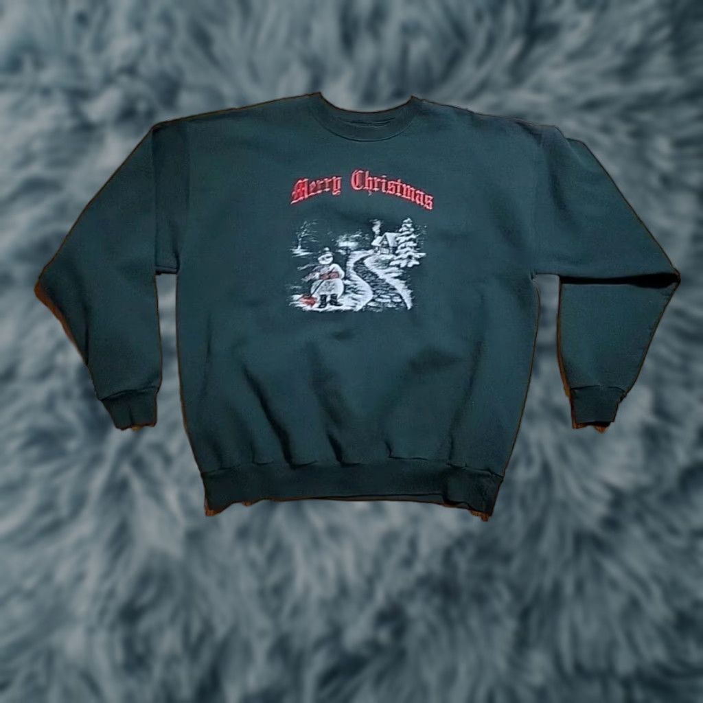 Hanes Hanes Ecosmart Sweatshirt Christmas Embroidered Crew Neck Pullover XL Men Green Size US XL / EU 56 / 4 - 1 Thumbnail