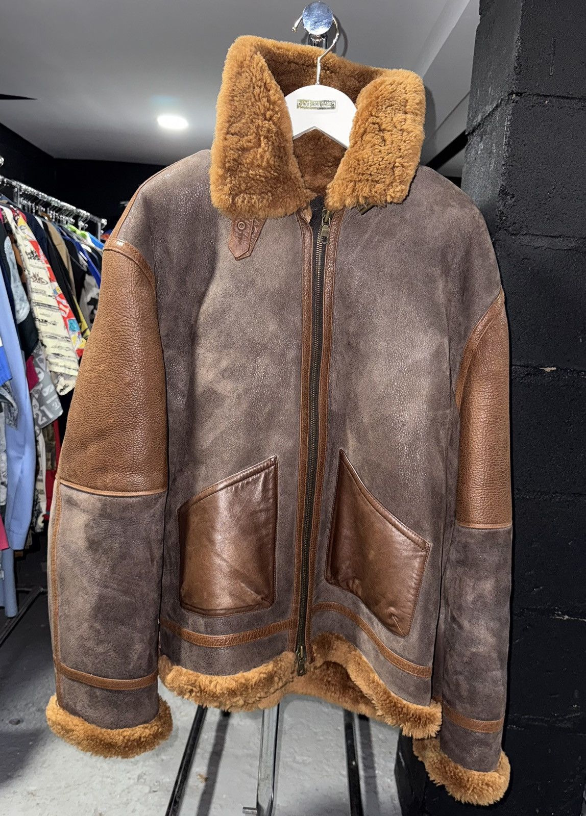 Aimé Leon Dore Hooded Shearling Jacket Brown Chestnut 2XL