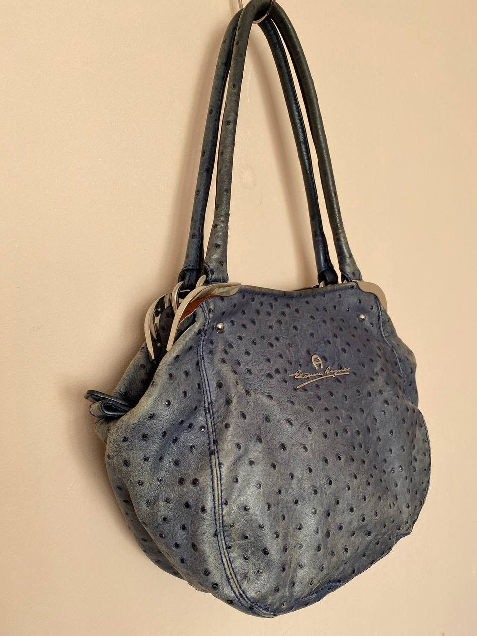 Etienne Aigner Etienne Aigner Shoulder Bags Blue ostrich leather Size ONE SIZE - 3 Thumbnail
