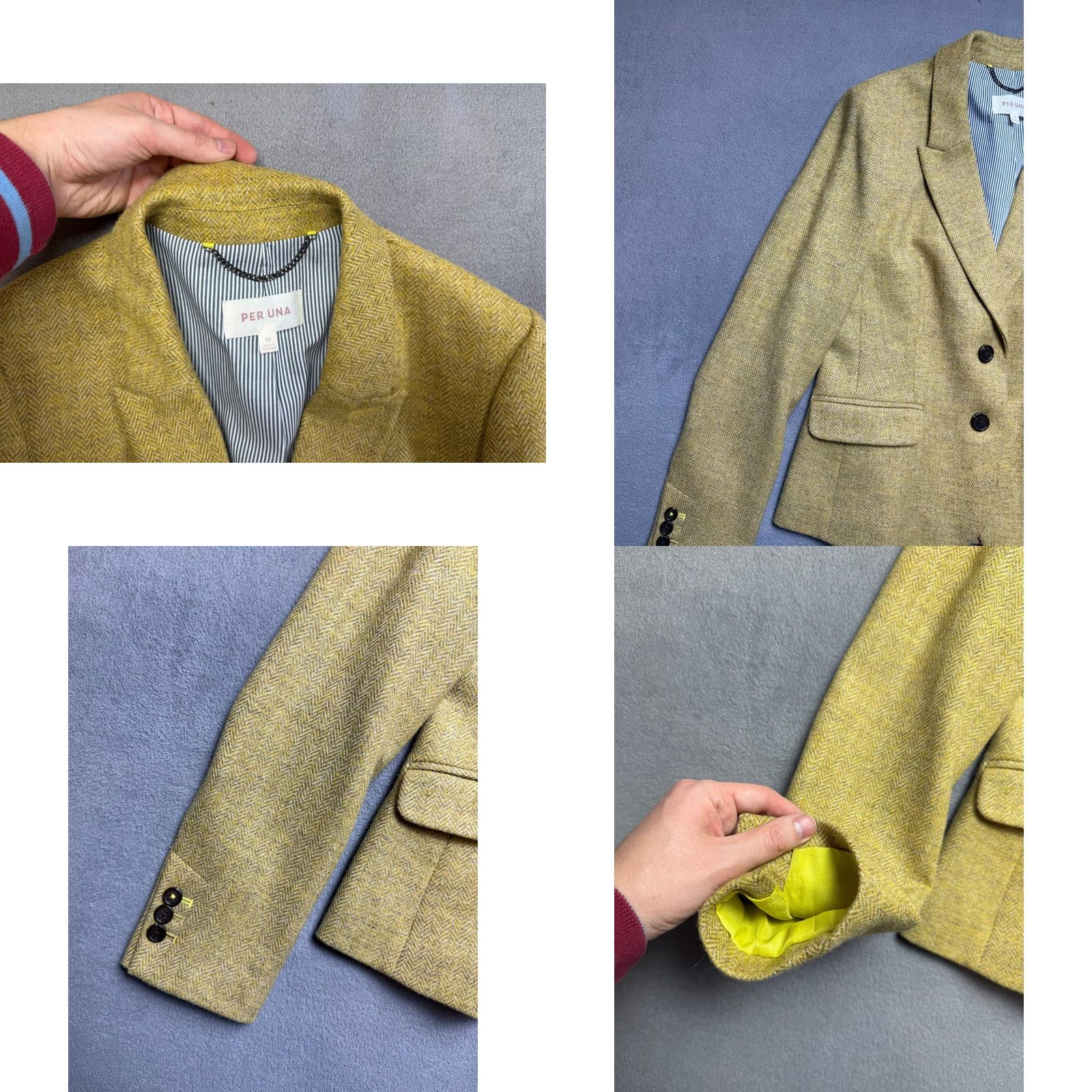 Vintage Per Una Wool Blazer Jacket Womens size 10 Yellow Lime Blazer, 10, Yellow, Womens, Per Una, Blazer, Wool, Tuxedo, Modern, Adult Women, 10, Lime, Yellow Size L / US 10 / IT 46 - 9 Thumbnail