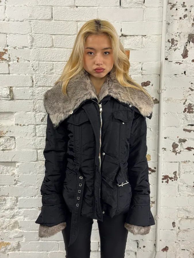 Alexander McQueen 2000s Alexander McQueen Fur Puffer Black Jacket Size M / US 6-8 / IT 42-44 - 2 Thumbnail