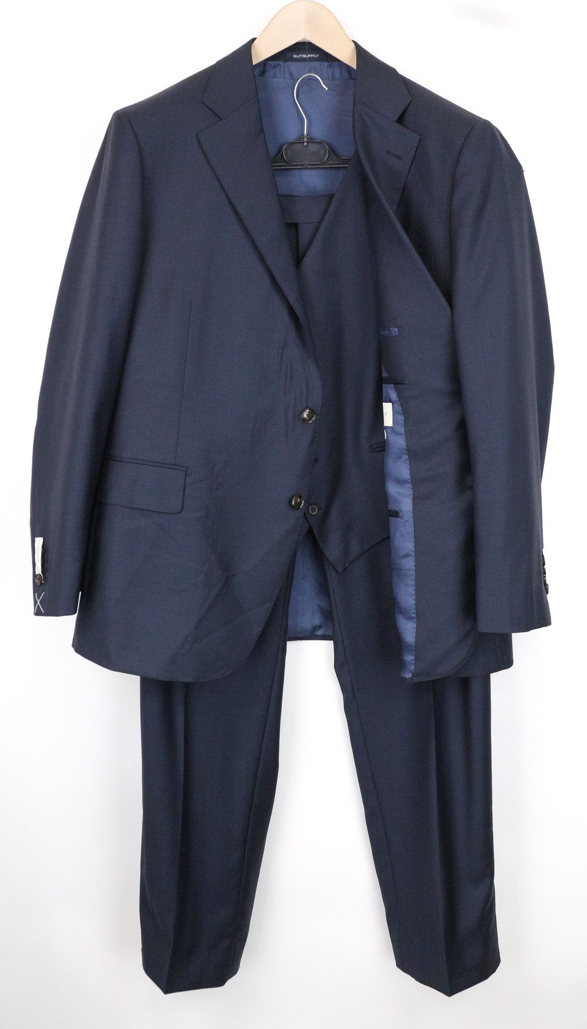Suitsupply LAZIO UK50S Blue Wool S110s 3Pc Suit 75035 Size 50S - 1 Thumbnail