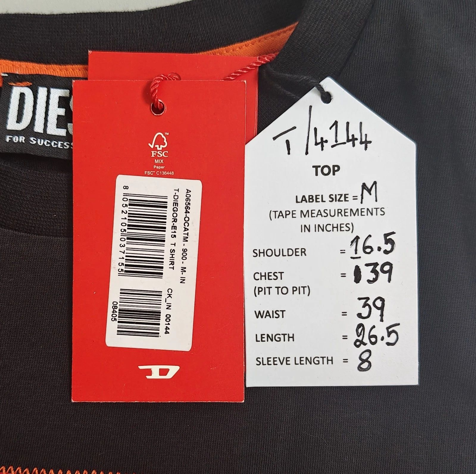 Diesel DIESEL Black T-Shirt With Logo Patch T 4144 Size US M / EU 48-50 / 2 - 5 Thumbnail