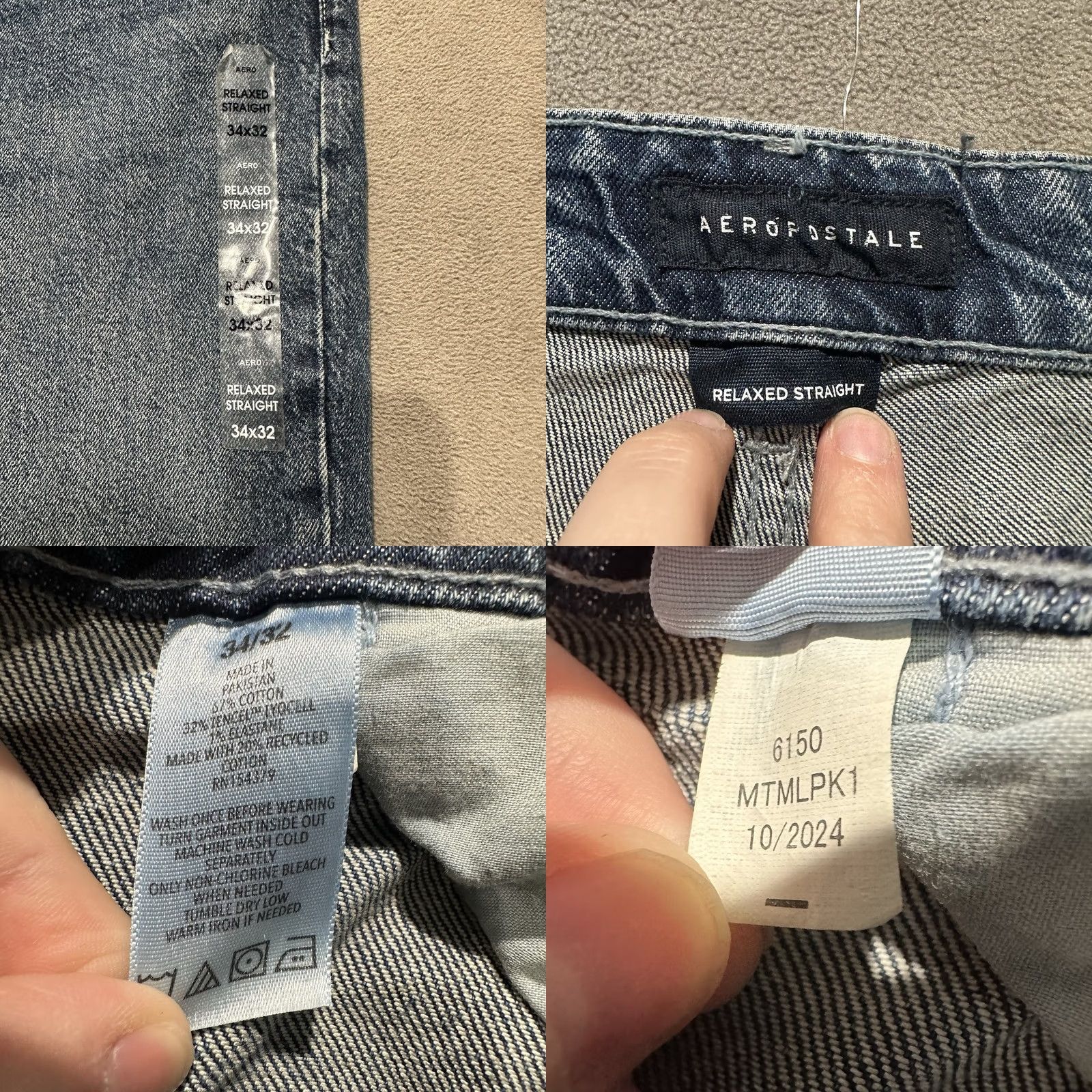 Vintage Aero Jeans Mens 34x32 Blue Denim Relaxed Straight Stretch Casual Stonewash Jeans Size US 34 / EU 50 - 8 Thumbnail