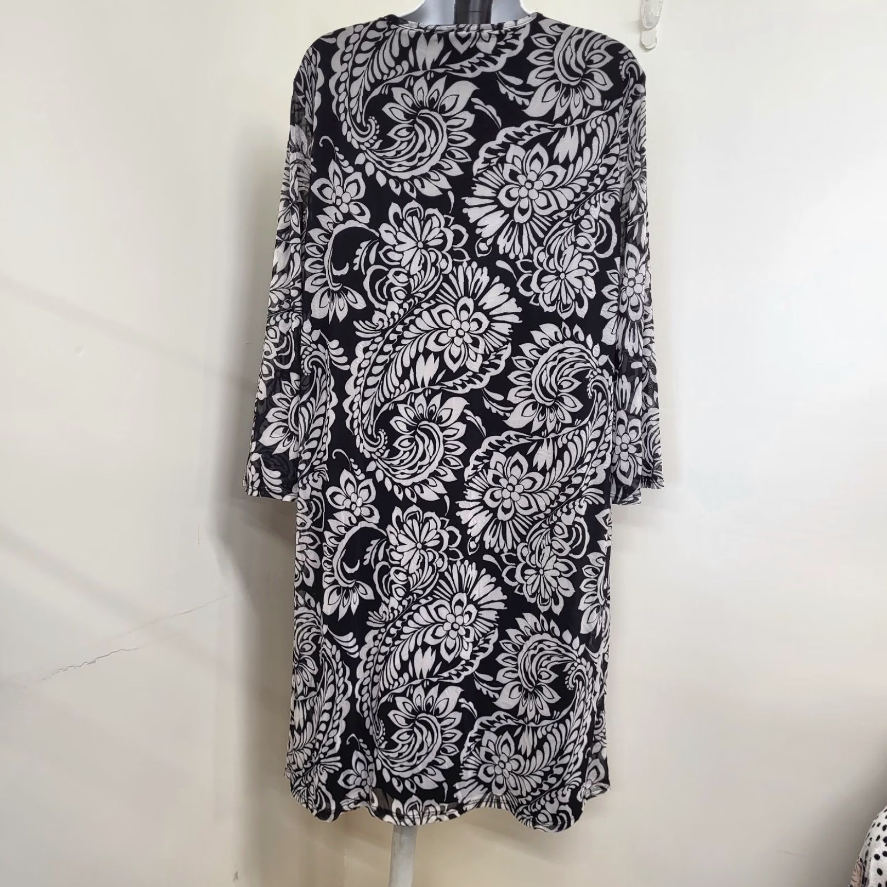 Vintage Luxology Dress Womens XL Black & White Sheath Evening w/Detachable Necklace Size XL / US 12-14 / IT 48-50 - 5 Thumbnail